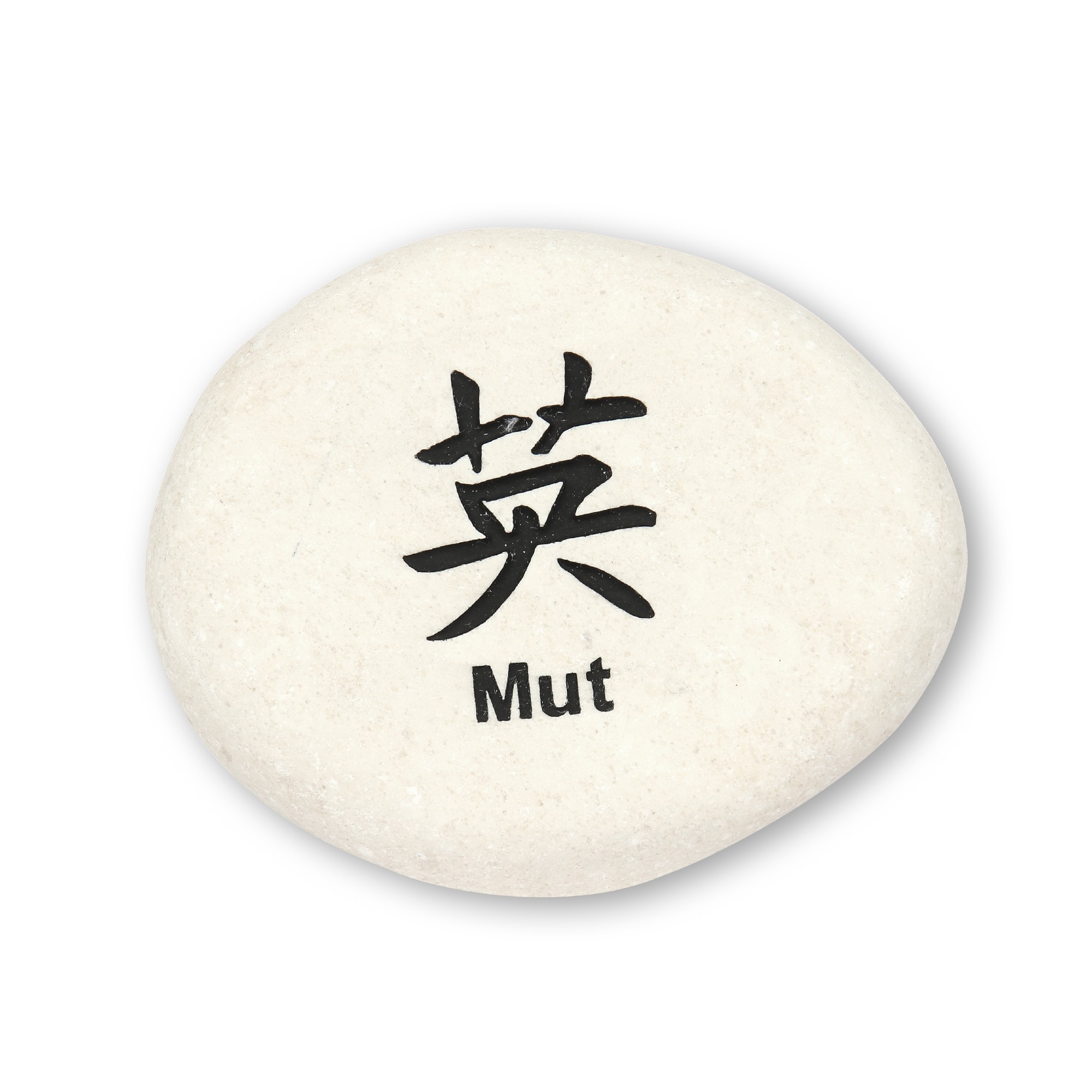 Flusskieselstein 'Mut', weiß, T 8 cm, B 8 cm
