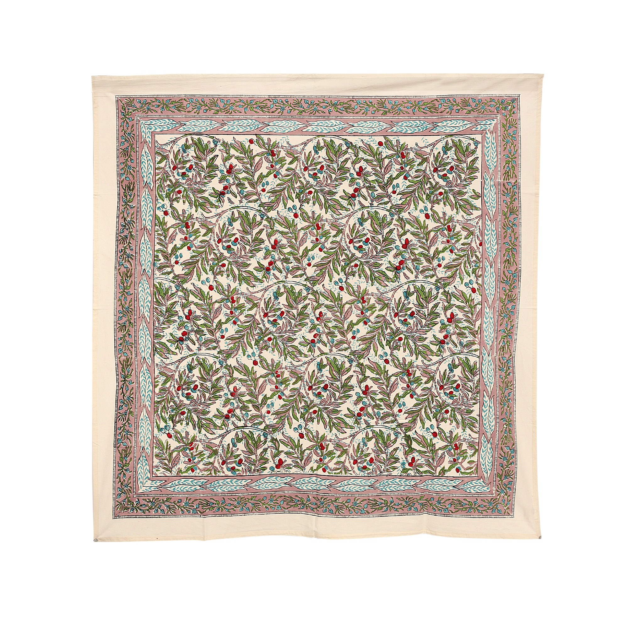 Tischdecke mit Blumenmuster, beige, multicolor, T 100 cm, B 100 cm