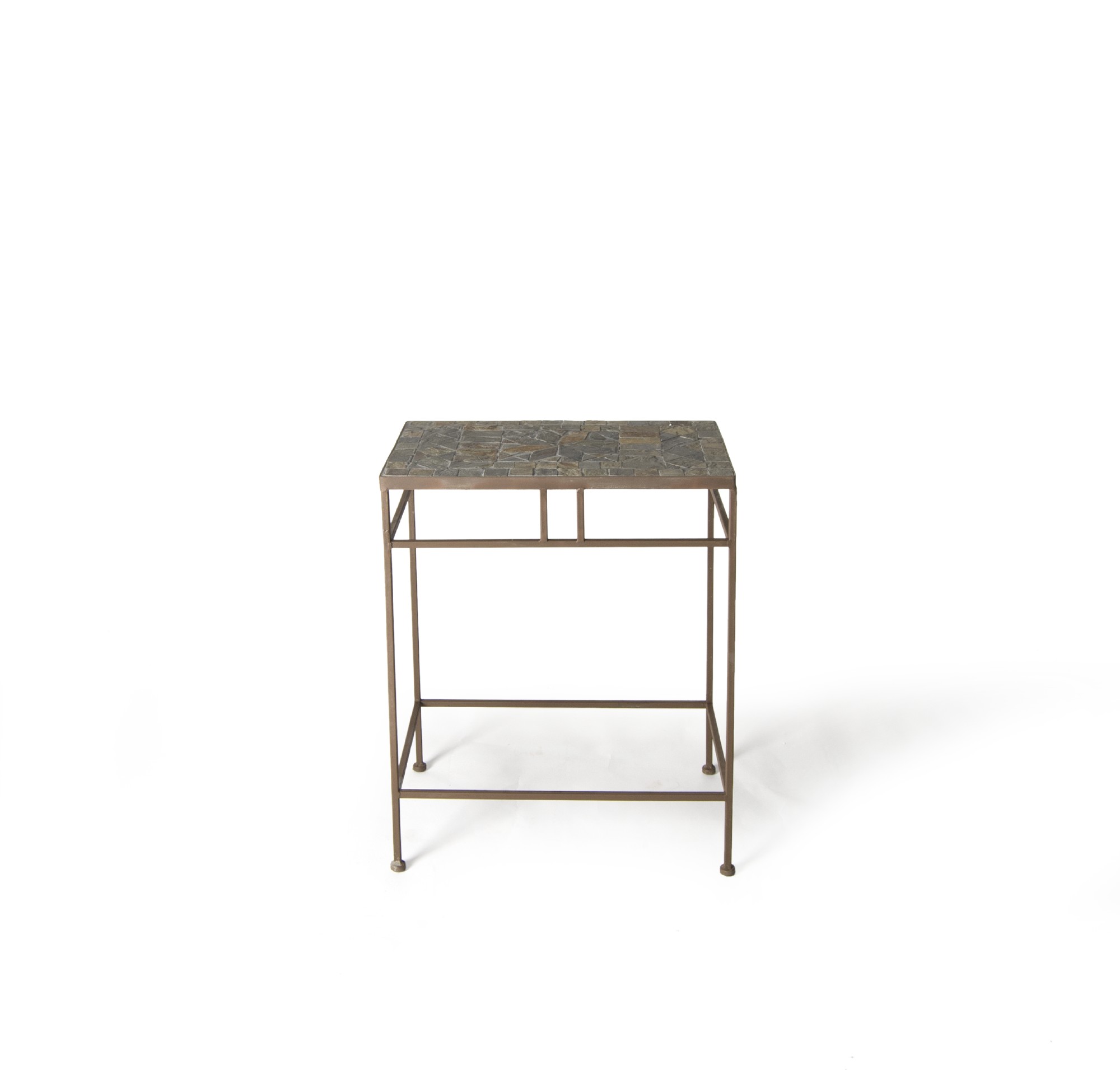 Rechteckiger Mosaiktisch 'Grignan' L, aus Naturstein, grau, braun, B 48 cm, T 30 cm, H 58 cm