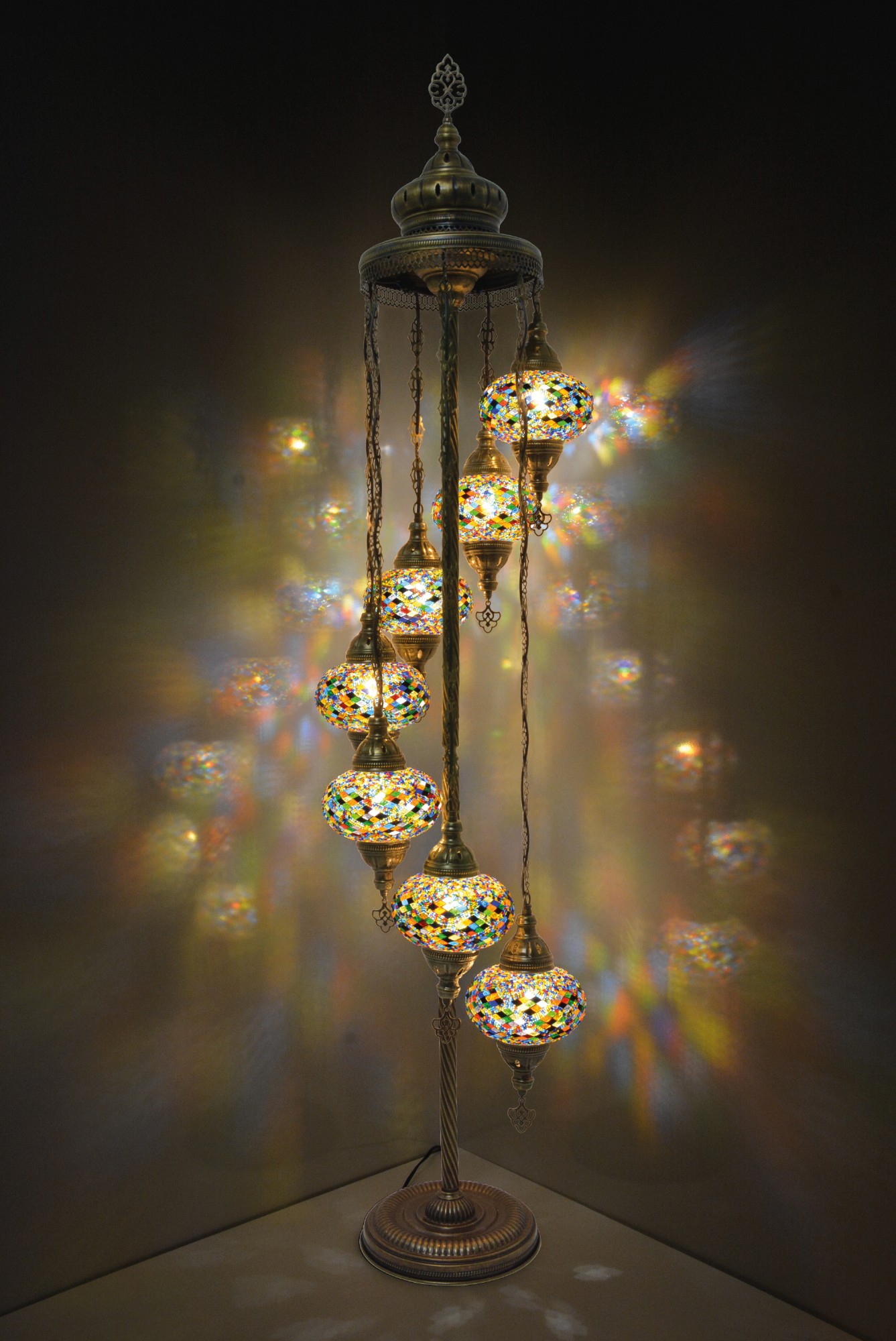 Mosaikstehlampe 'Lumine' 7in1, multicolor, Ø 25 cm, H 160 cm