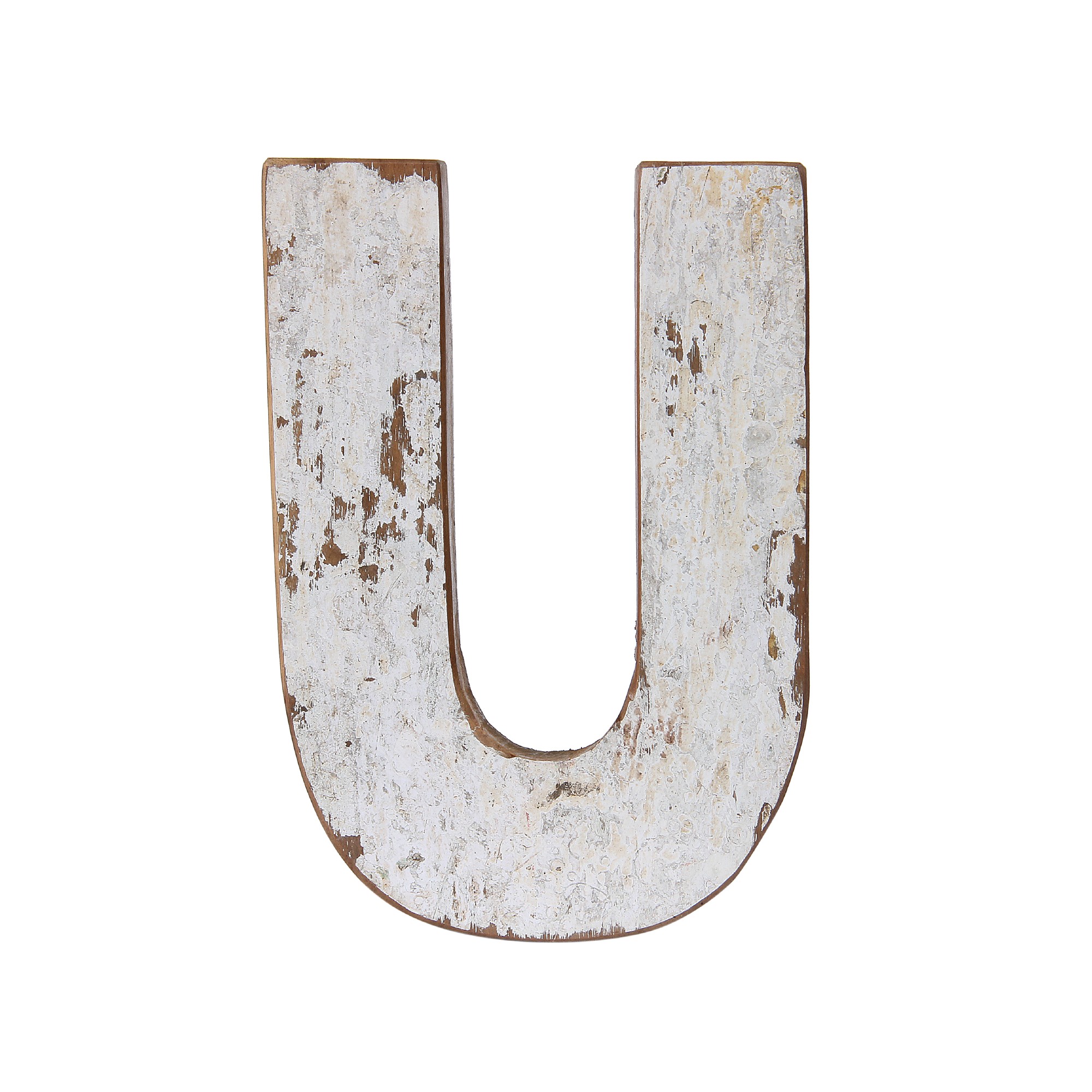Holzbuchstabe 'U', mehrfarbig, T 2,5 cm, B 13 cm, H 19 cm