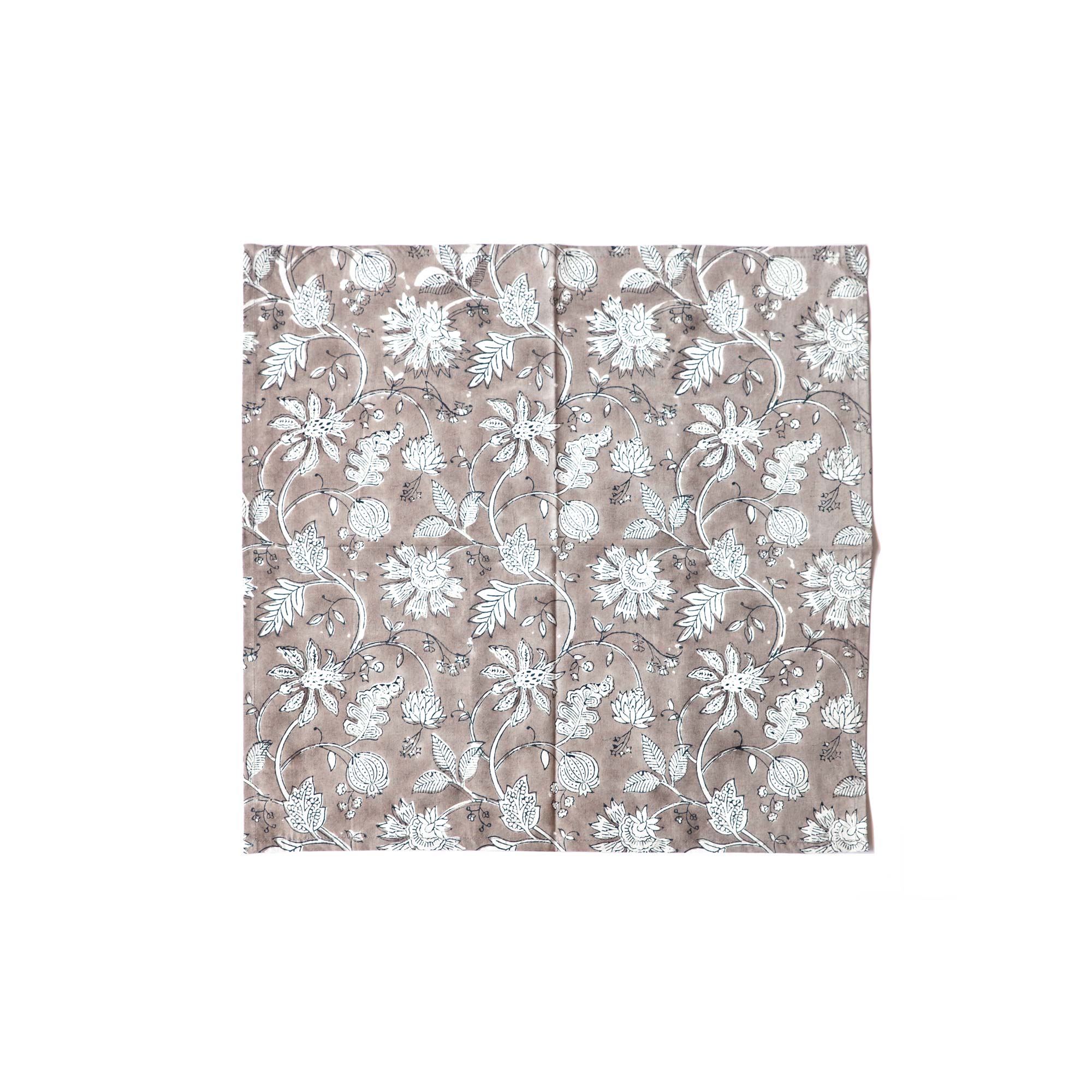Serviette mit Blumenmuster, grau, weiß, L 50 cm, B 50 cm
