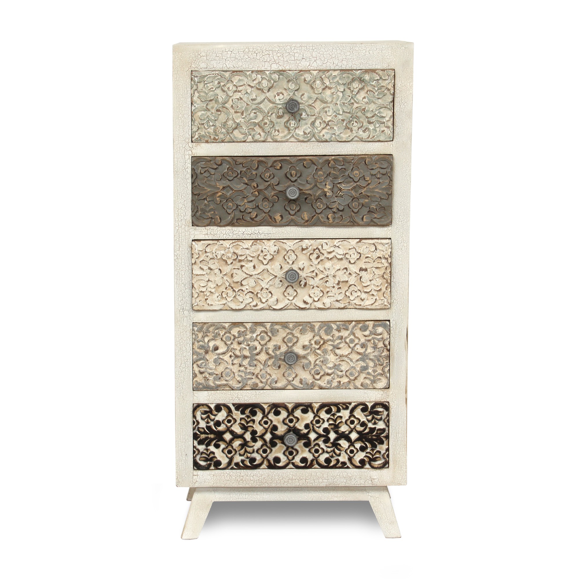 Kommode 'Fleurs I', 5 Schubladen, weiß, T 38 cm, B 58 cm, H 125 cm