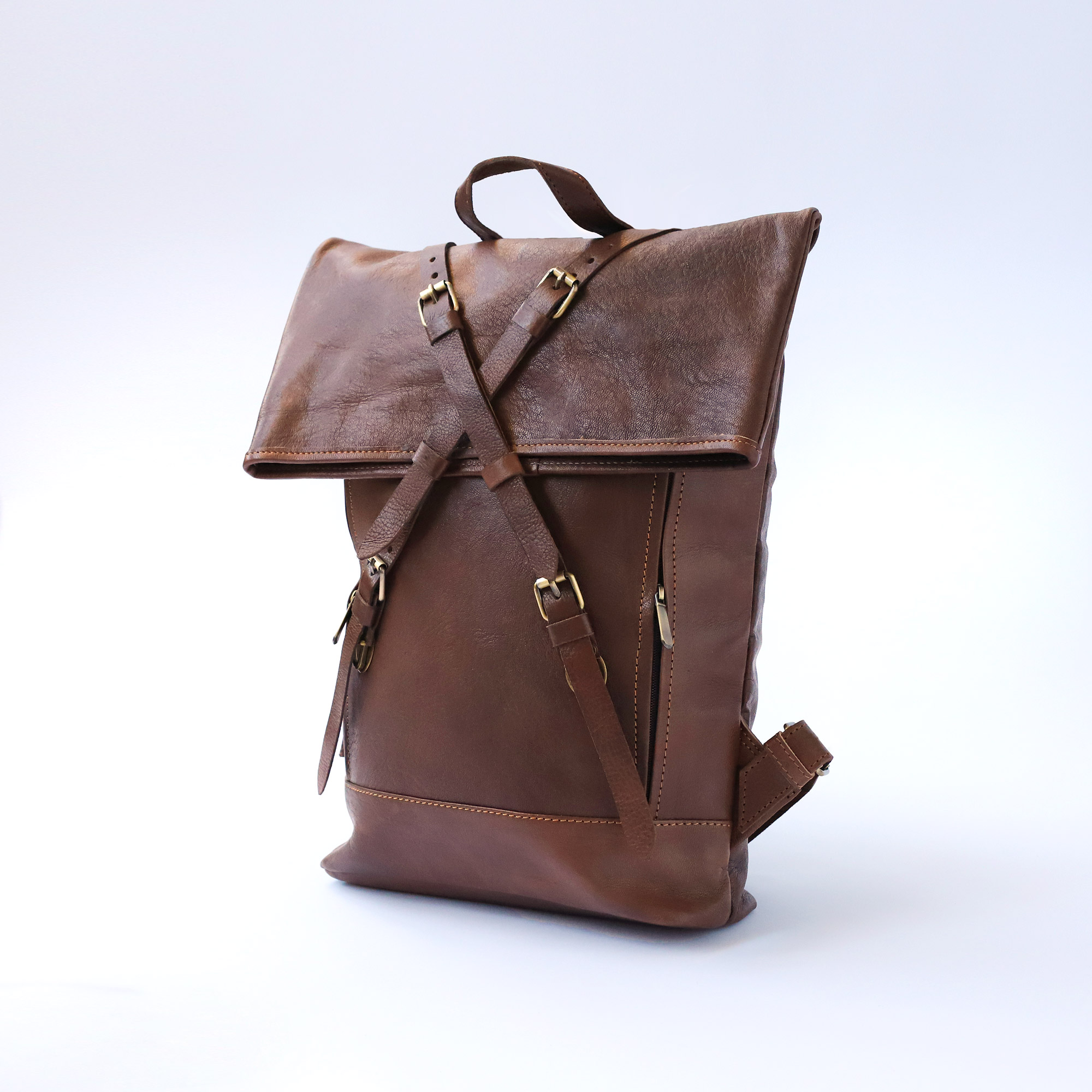 Rucksack aus Ziegenleder, braun, B 36 cm, H 60 cm