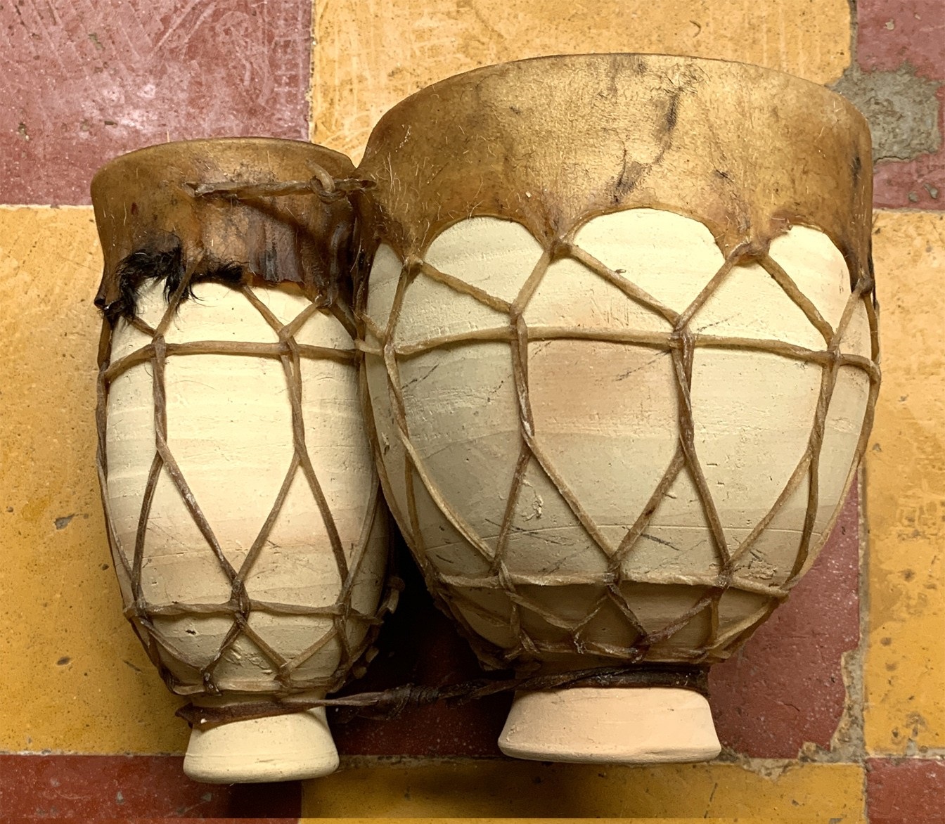 2er-Ton-Trommel, beige, Ø 15 / 6 cm, H 19 cm