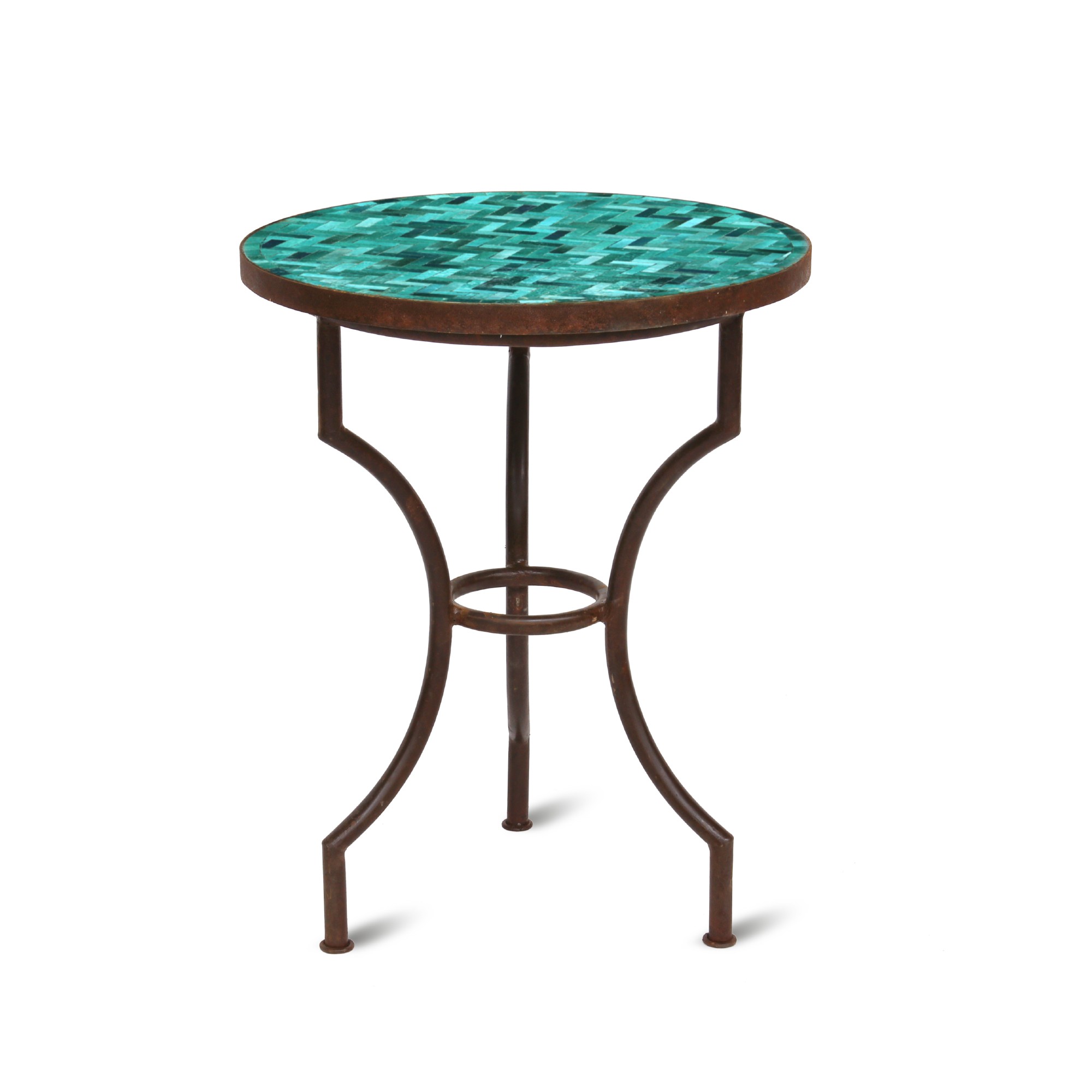 Runder Mosaiktisch 'Vert emeraude', türkis, Ø 60 cm, H 75 cm