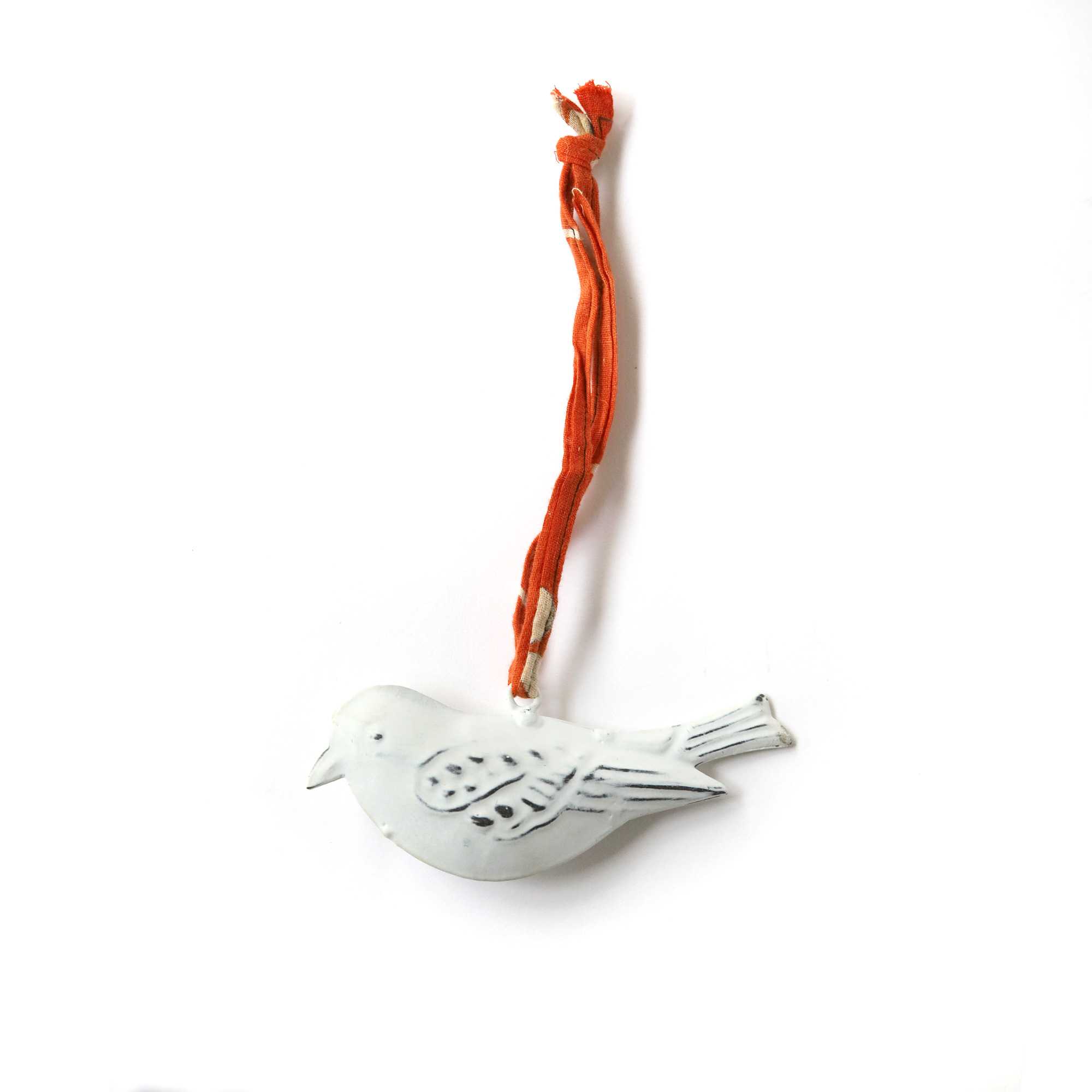 Anhänger 'Vogel' aus Eisen, weiß, B 11 cm, H 5 cm, L 2 cm