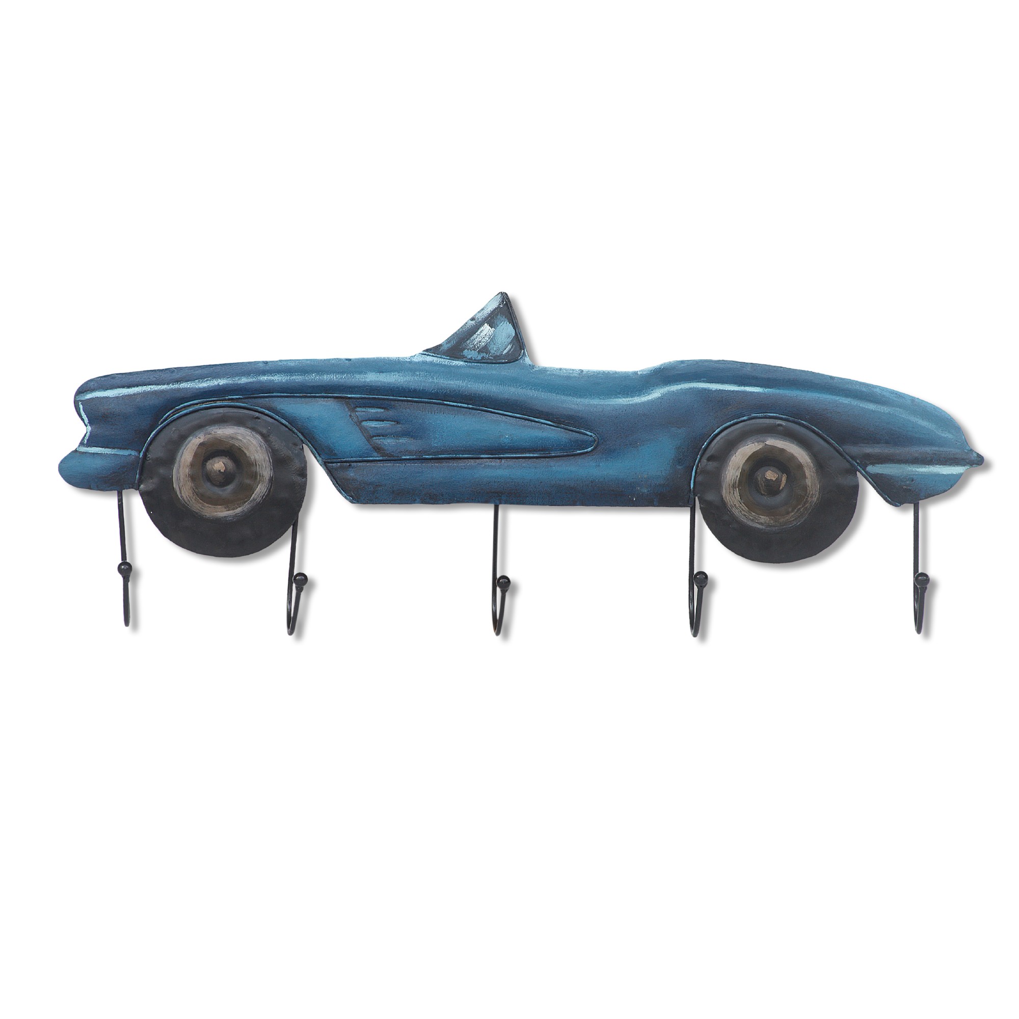 Wandkunst 'Sportscar' mit 5 Haken, blau, T 7 cm, B 60 cm, H 23 cm