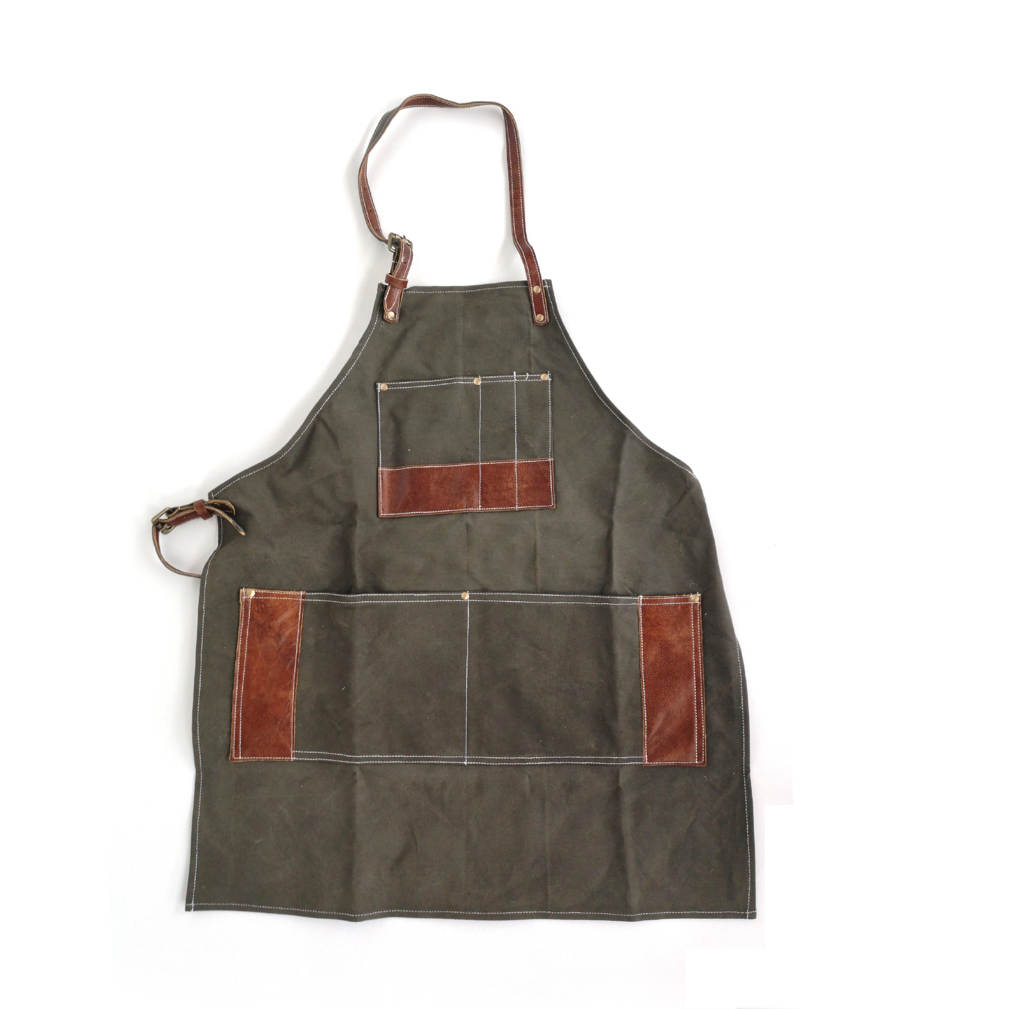 Schürze Canvas/Leder, braun, T 69 cm, B 80 cm