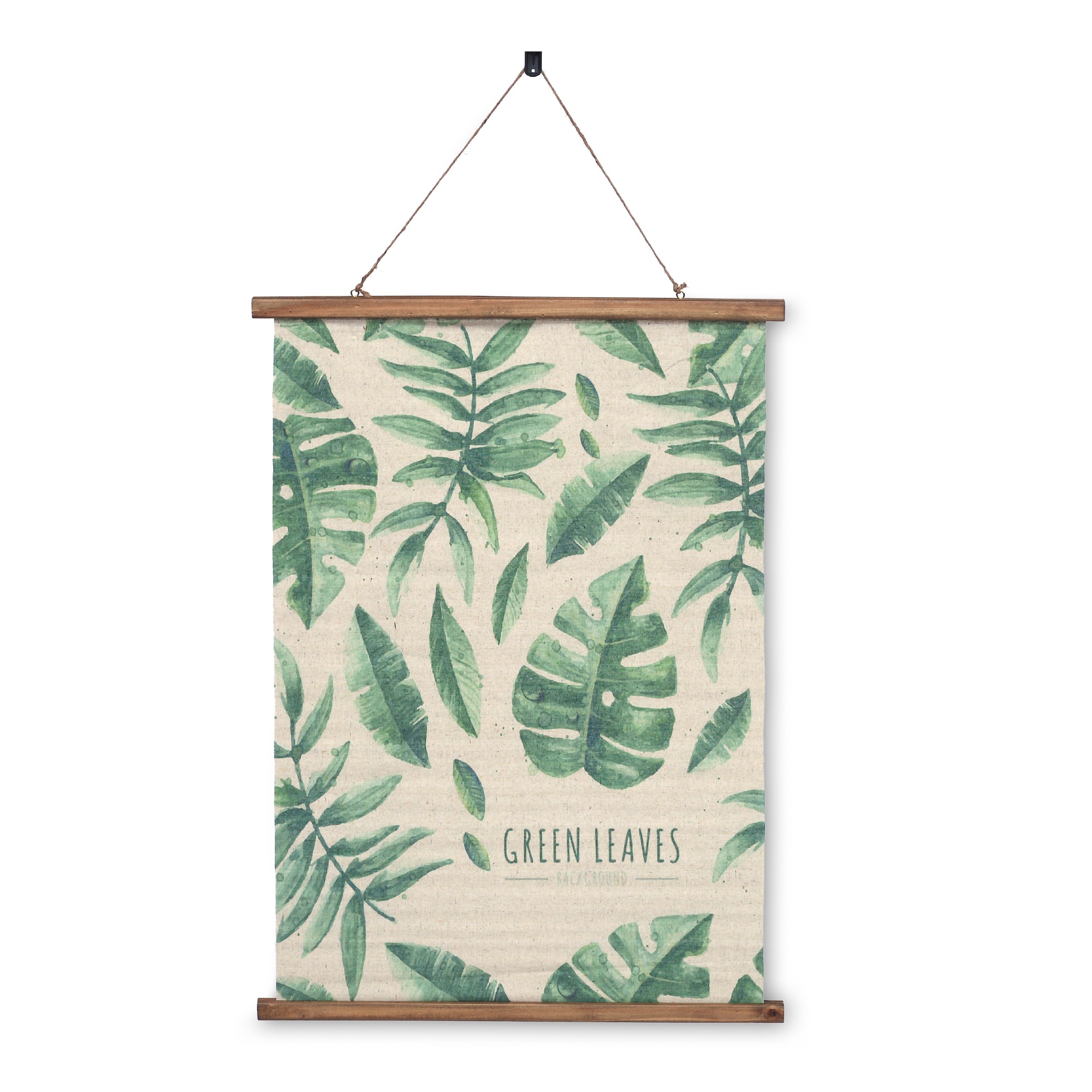 Rollbild 'Green Leaves', auf Leinwand, grün-beige, B 65 cm, H 90 cm, T 2 cm