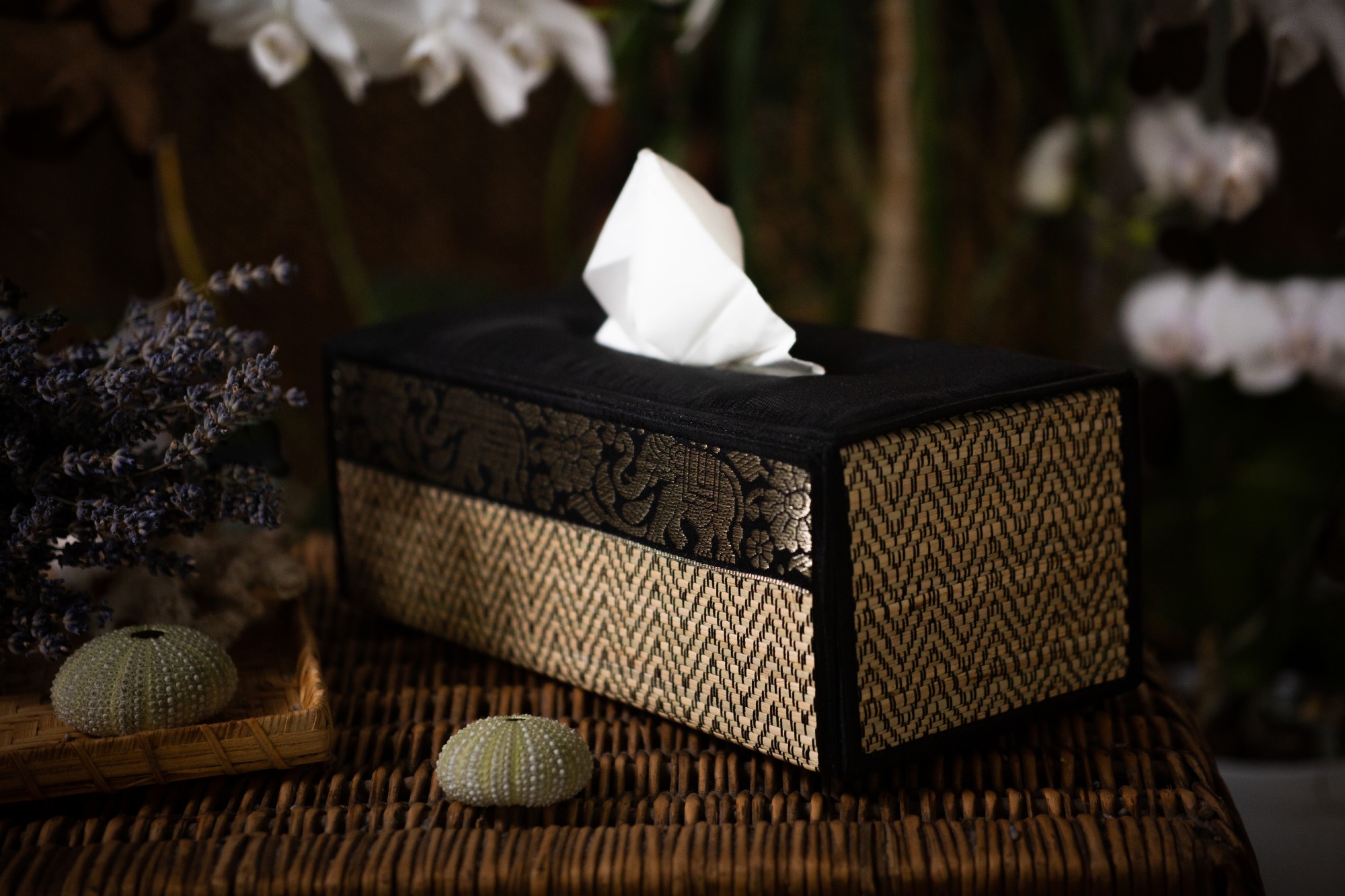 Kosmetiktuchbox, schwarz, B 25,5 cm, H 10 cm, L 13 cm