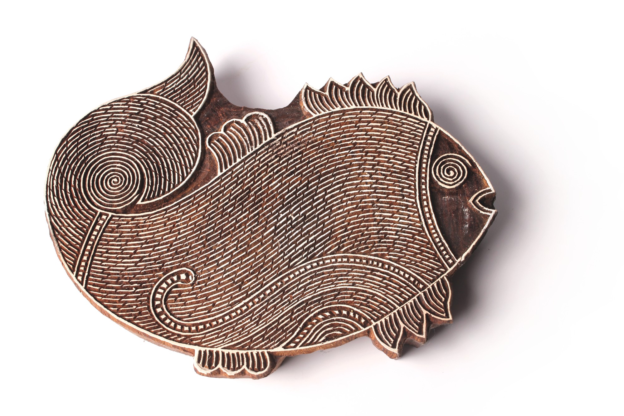 Textilstempel 'Fisch', braun, T 16 cm, B 1 cm