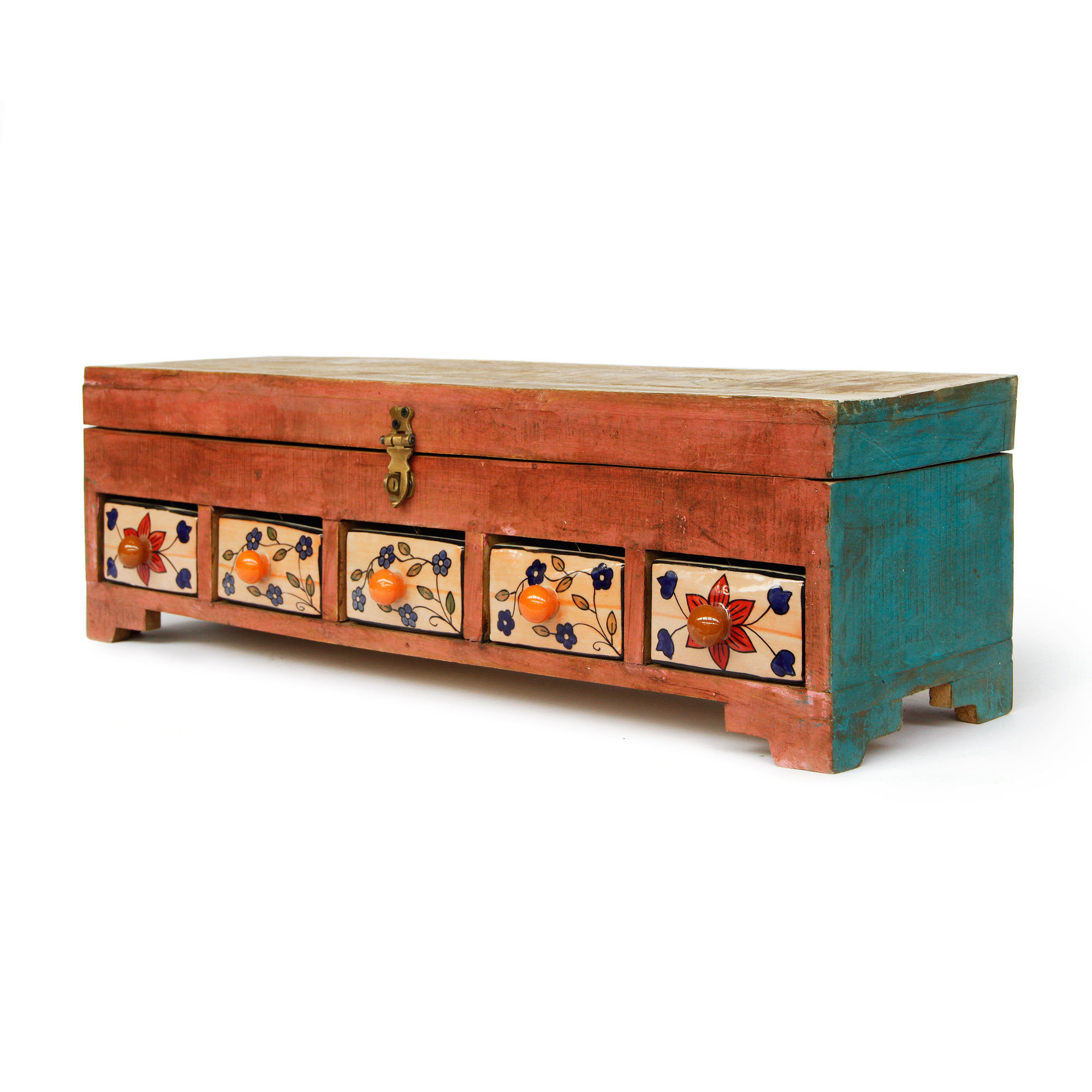 Schubladentruhe mit 5 Schüben, multicolor, B 60 cm, H 18 cm, T 18 cm