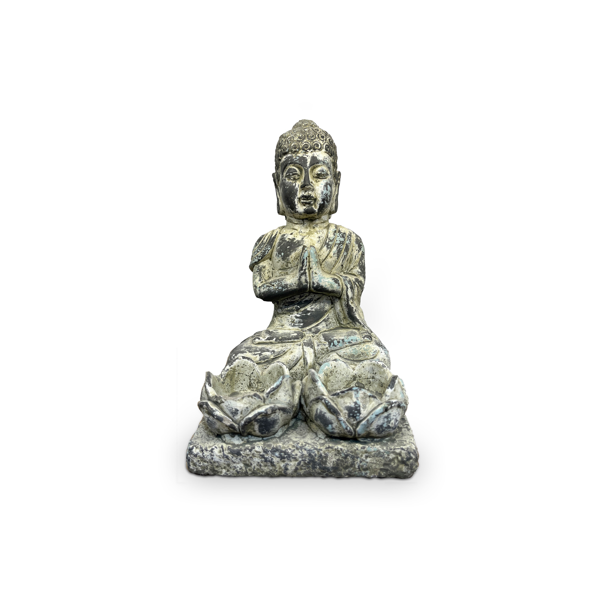 Figur 'Buddha' mit Teelichthaltern, Grautöne, H 23,5 cm, B 15 cm, L 13,5 cm