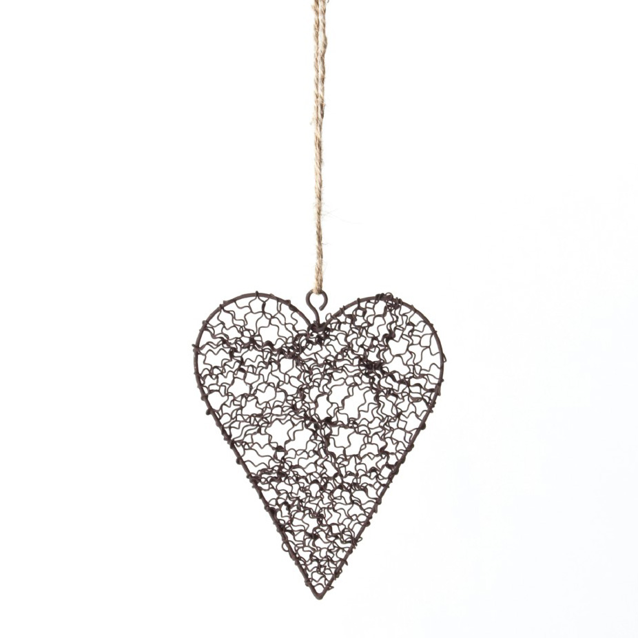 Baumanhänger 'Curly Heart', antik-braun, B 10,5 cm, H 12,5 cm