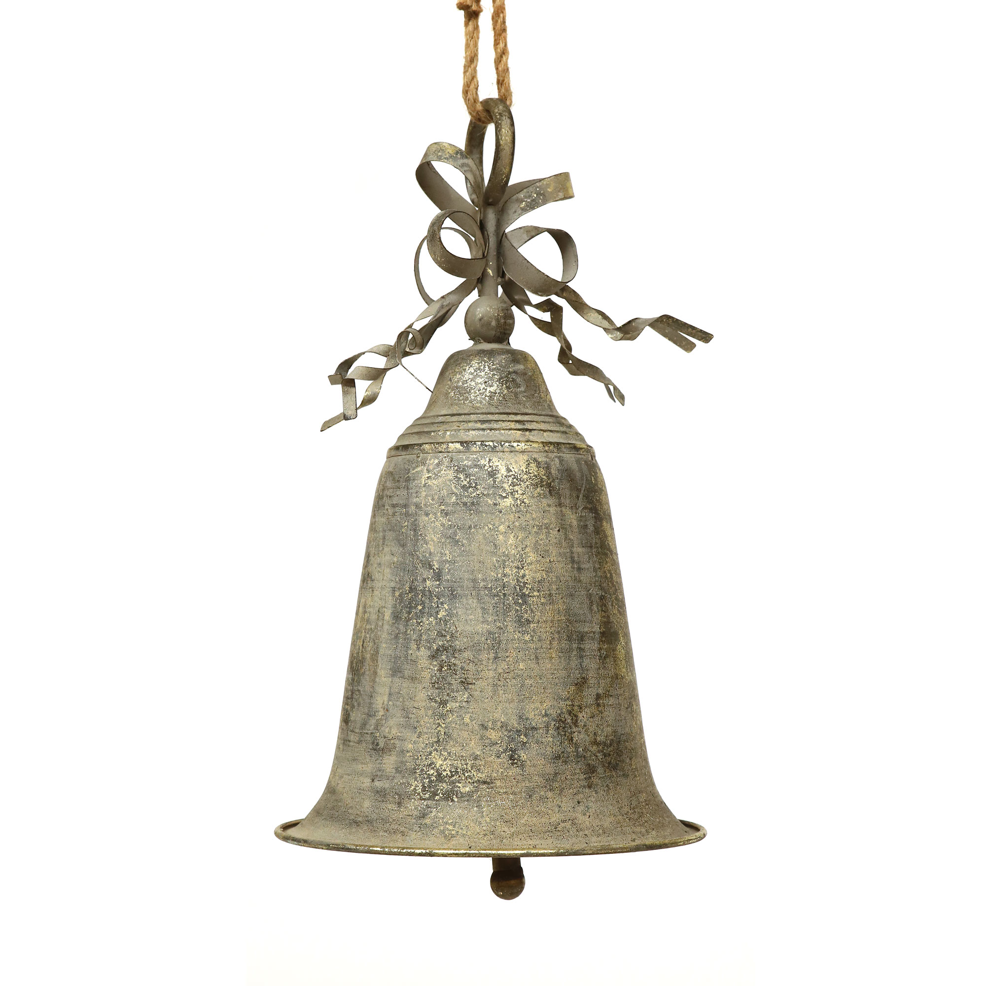 Große Metallglocke 'Melchior', antik silber, H 43 cm, Ø 24 cm
