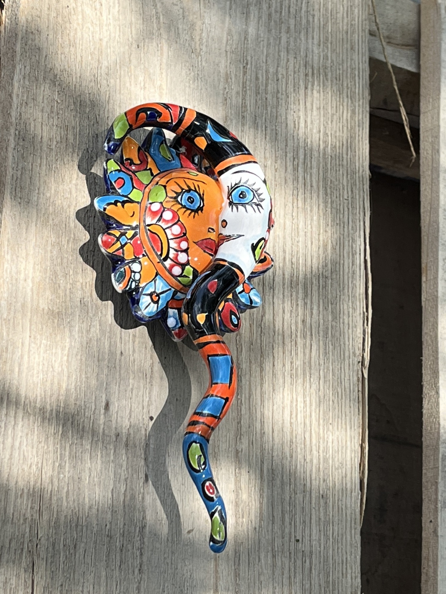 Keramik-Wandschmuck 'Sol Eclipse', multicolor, H 15 cm, B 8 cm, L 5 cm