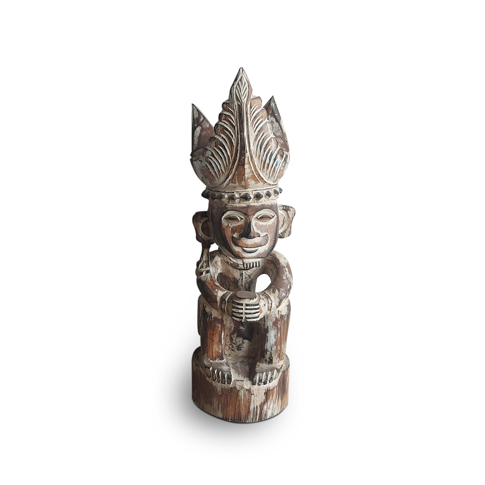 Primitiv-Figur sitzend, aus Holz, H 50 cm, B 13 cm, L 14 cm