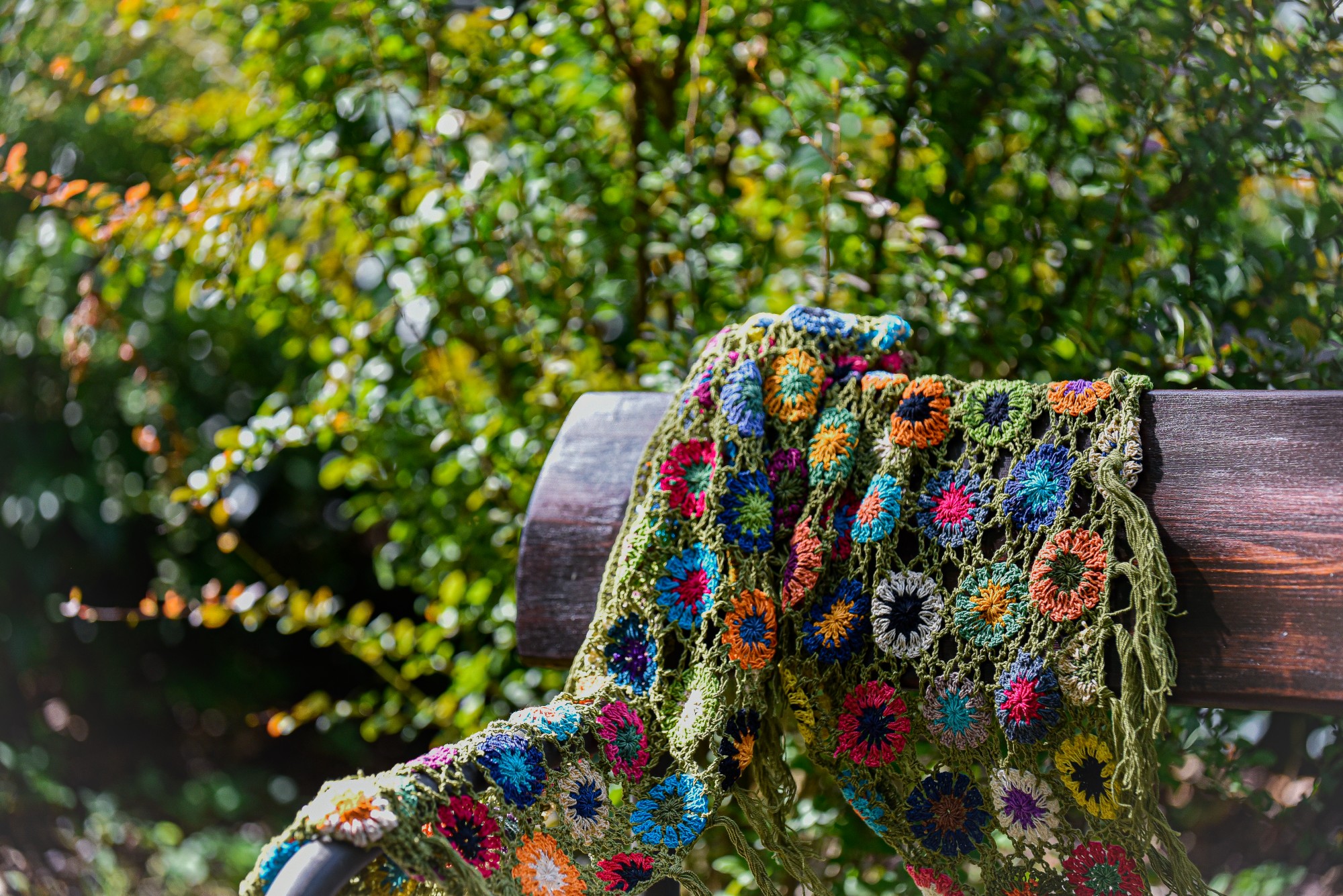 Dreieckiges Häkeltuch, grün, multicolor, B 165 cm, L 85 cm