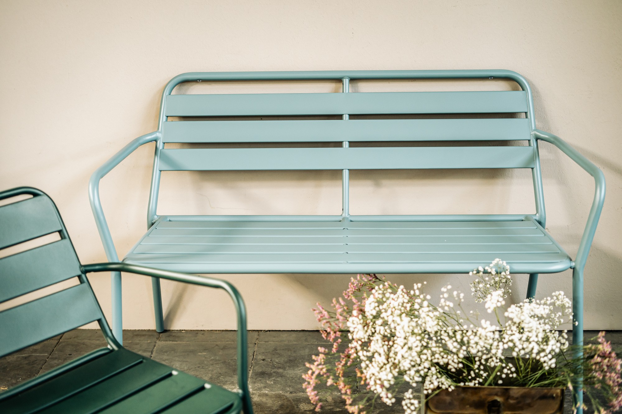 Gartenbank 'Hendler' blau, B 123 cm, L 64 cm, H 80 cm