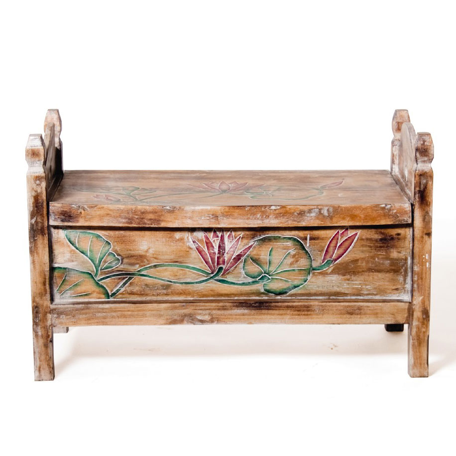 Sitztruhe 'Seelilie', braun, B 87 cm, H 55 cm, L 42 cm