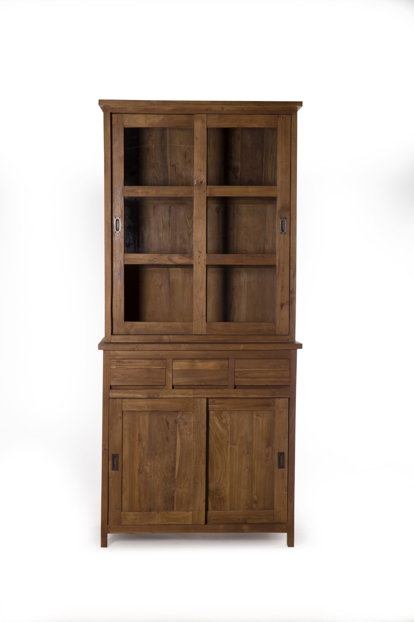 Vitrinenschrank, Teakholz, B 100 cm, H 220 cm, L 50 cm