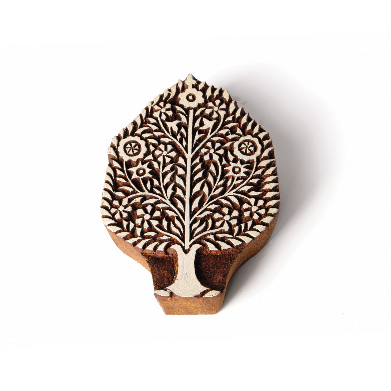 Holzstempel 'Pappel', handgeschnitzt, B 7 cm, H 11 cm