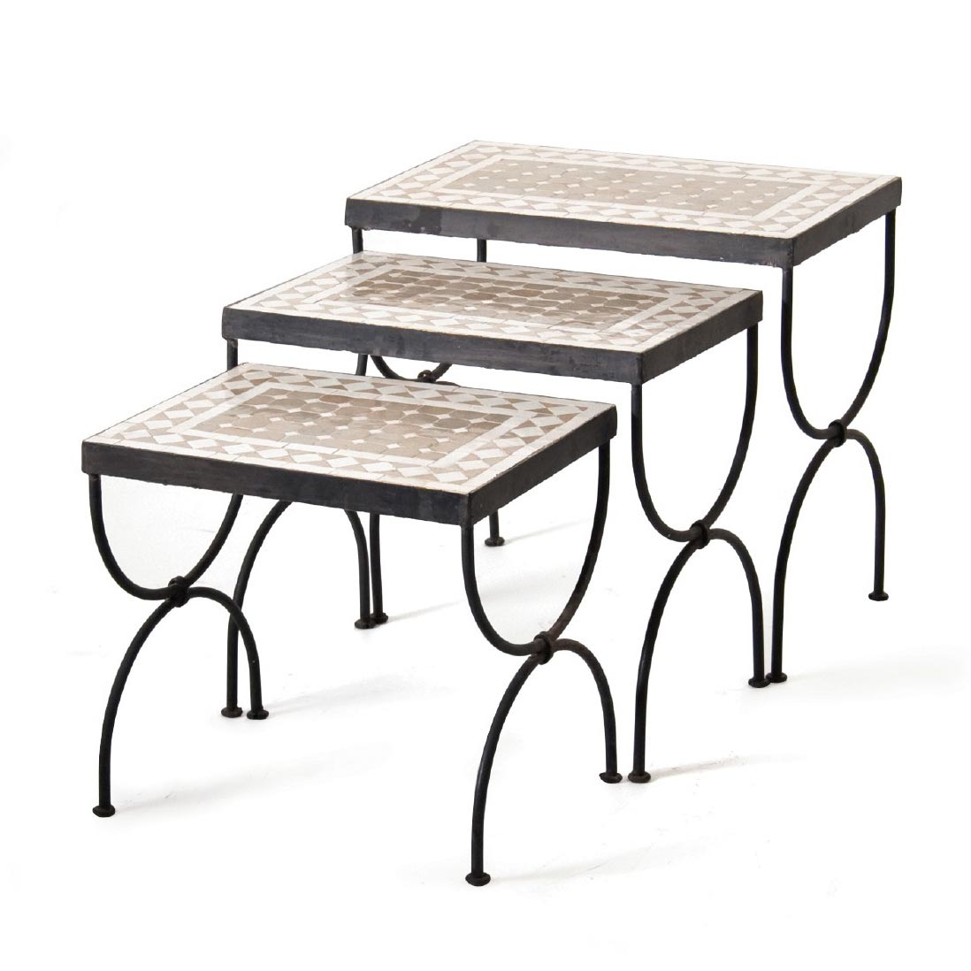 Rechteckiger Mosaiktisch S, beige, B 40 cm, T 30 cm, H 36 cm