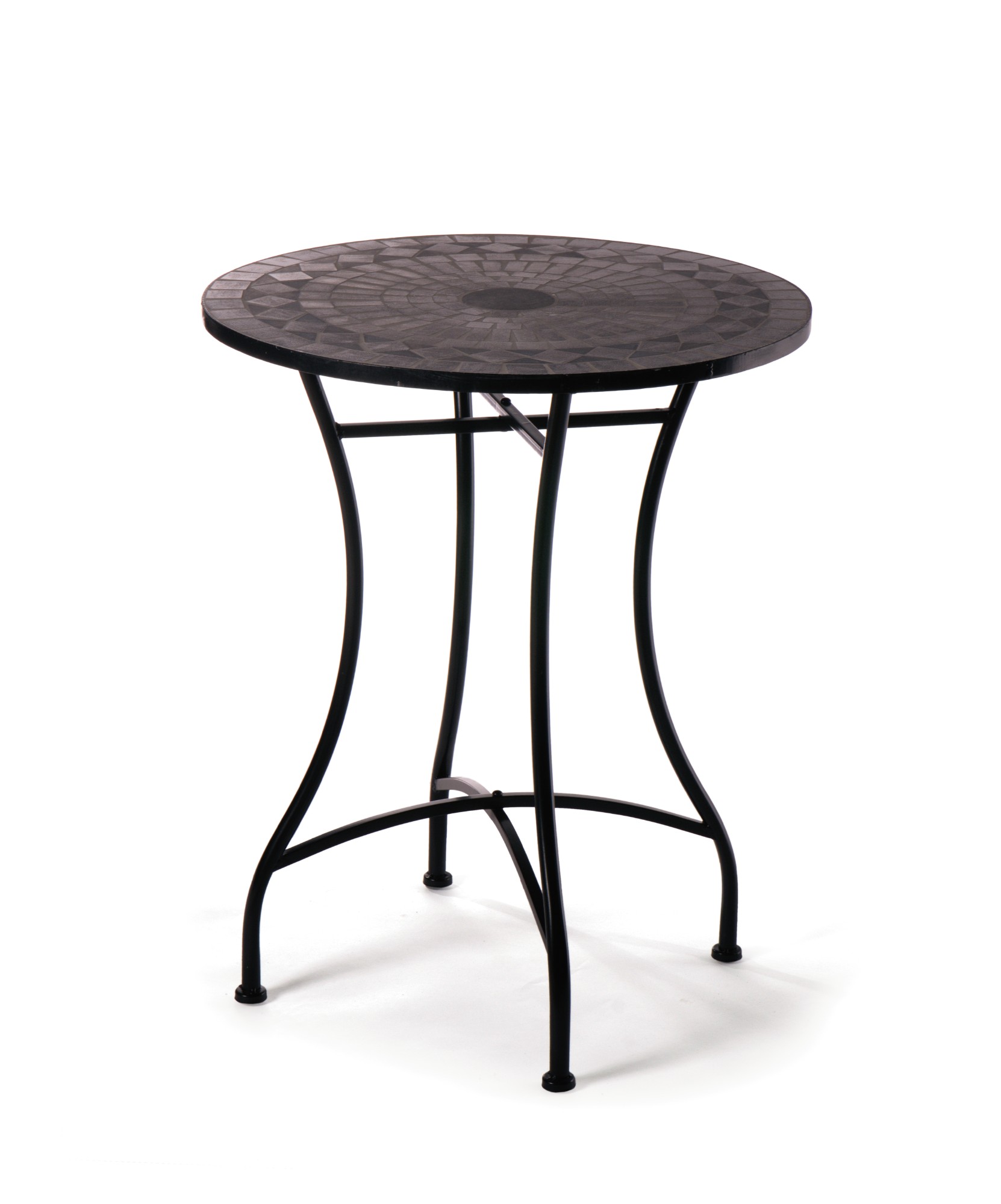 Runder Mosaiktisch 'Nantes', aus Naturstein, grau, braun, Ø 60 cm, H 71 cm