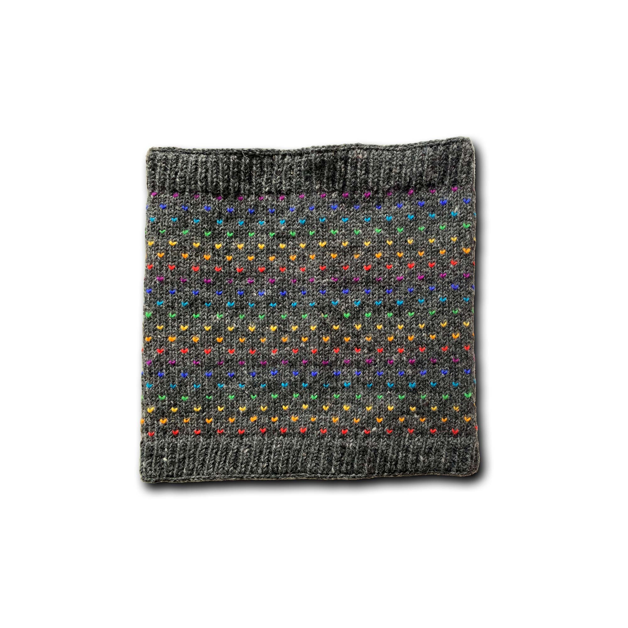 Rundschal, dunkelgrau, multicolor, B 28 cm, H 26 cm