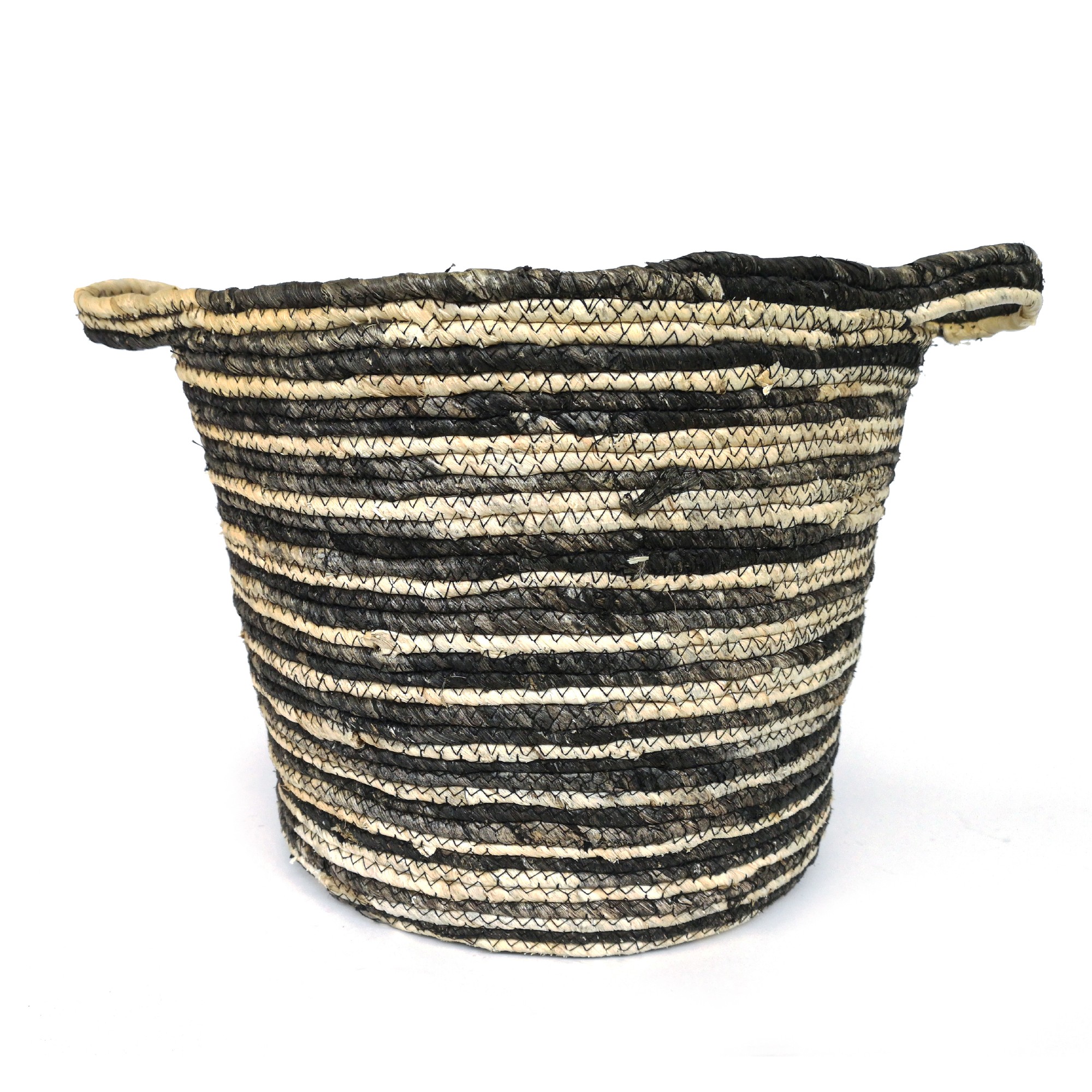 Korb 'Ricca' L, schwarz, natur, Ø 47 cm, H 29 cm