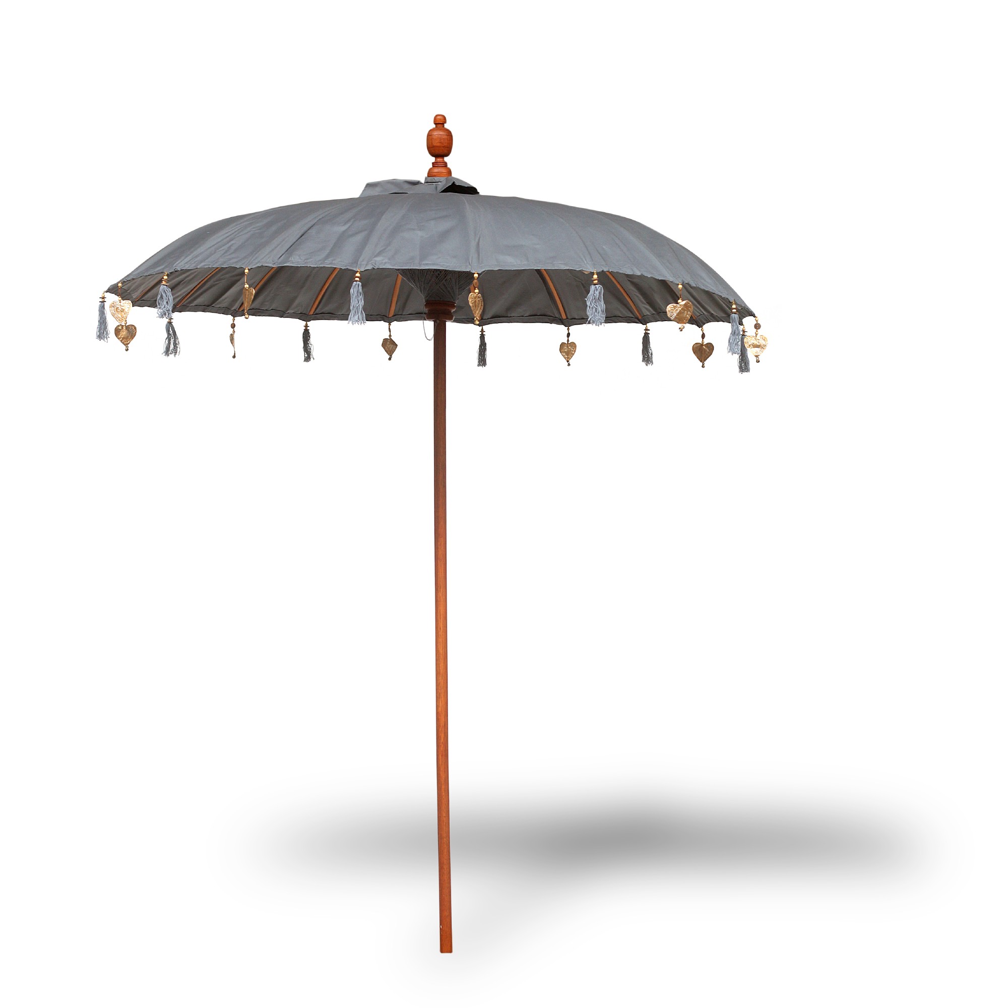 Balischirm mit Troddeln, grau, Ø 185 cm, H 210 cm
