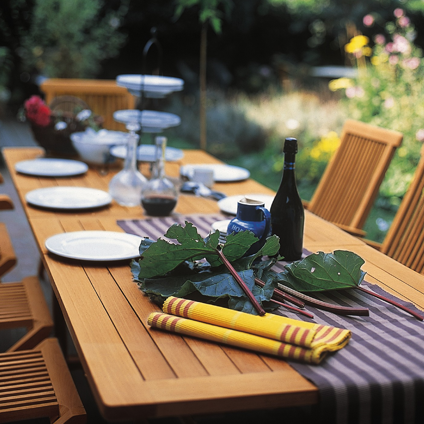 Auszieh-Gartentisch 'Trondheim' aus Teak, natur, B 176/256 cm, L 90 cm
