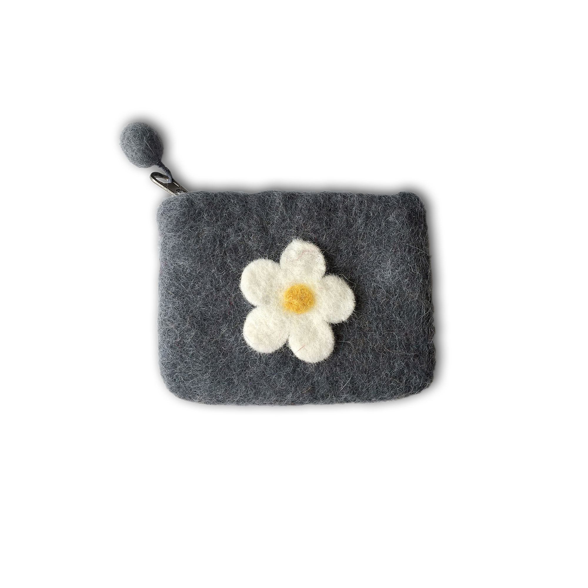 Filz-Etui 'Blüte' grau, B11 cm, H 8 cm