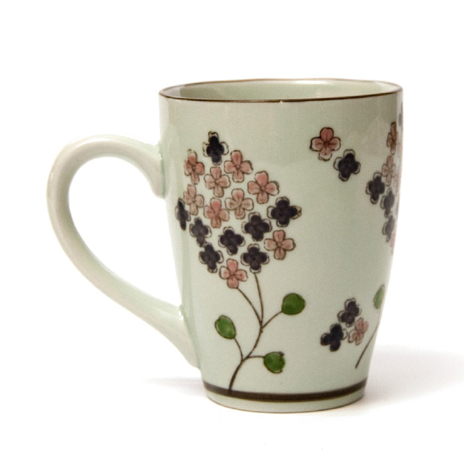 Tasse Gordes 'Hortensie', grau, rosa, H 12 cm, Ø 9,5 cm