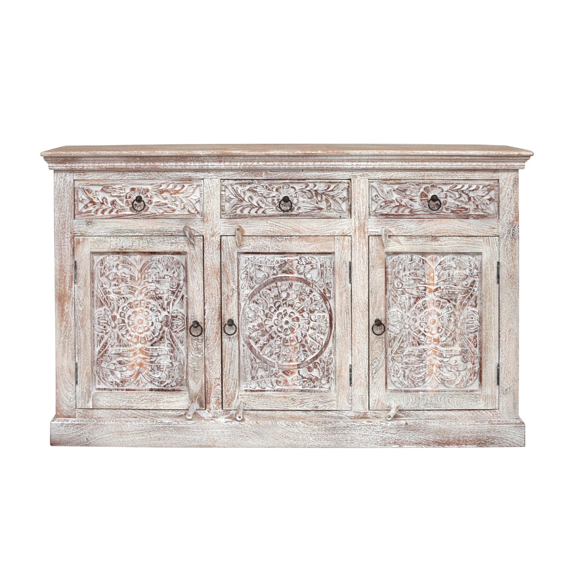 Sideboard 'Germois', weiß gekälkt, B 150 cm, H 90 cm, T 45 cm