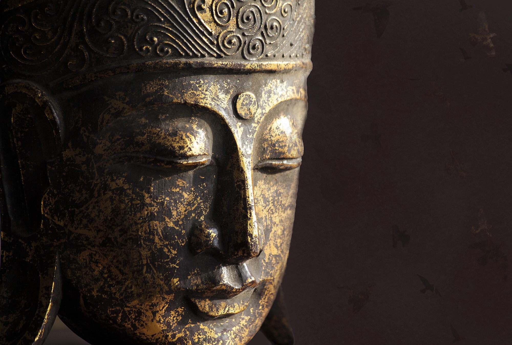 Buddha-Maske, antikrot, T 32 cm, B 22 cm, H 10 cm