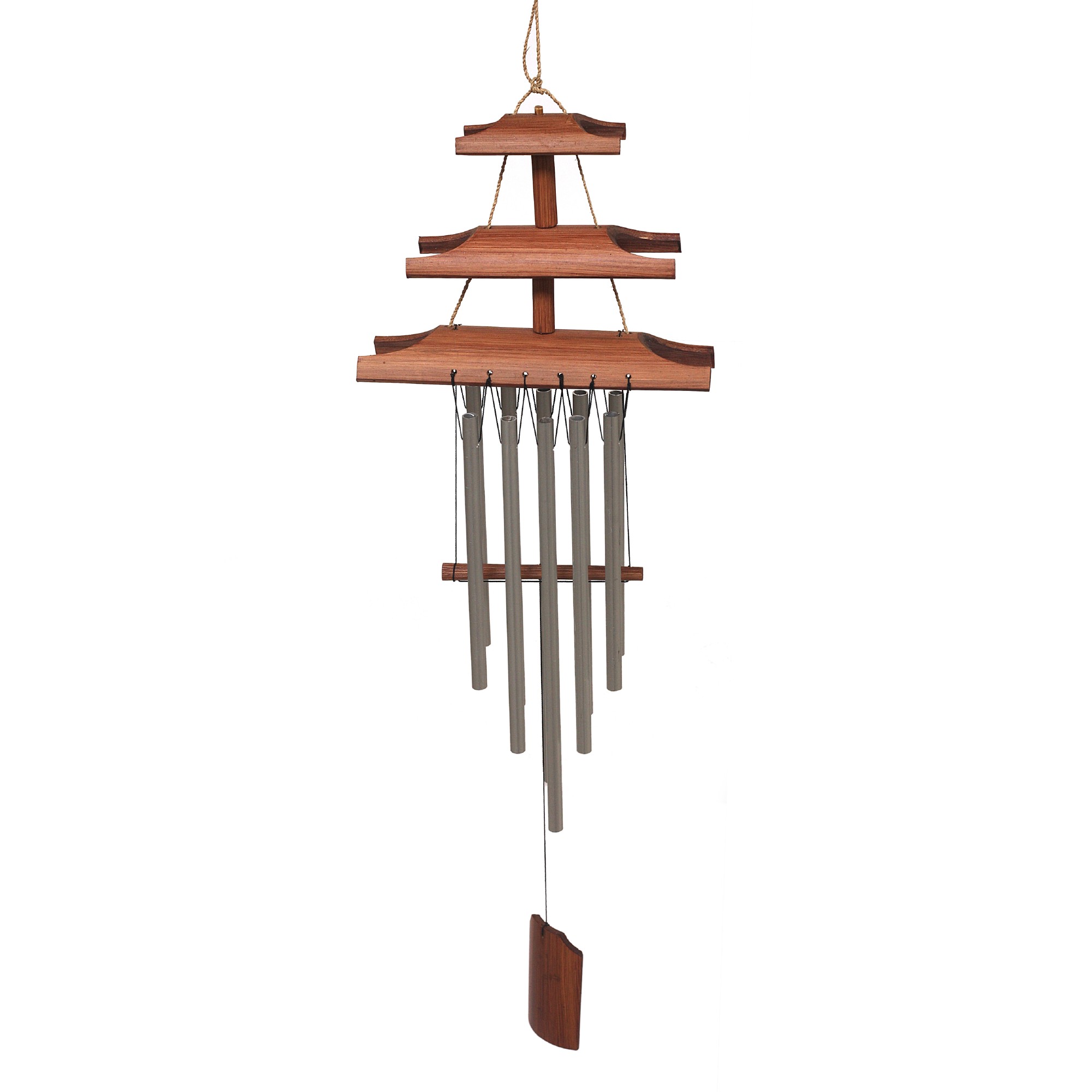 Windspiel 'Pagode', aus Aluminium und Bambus, H 39 cm, B 18 cm