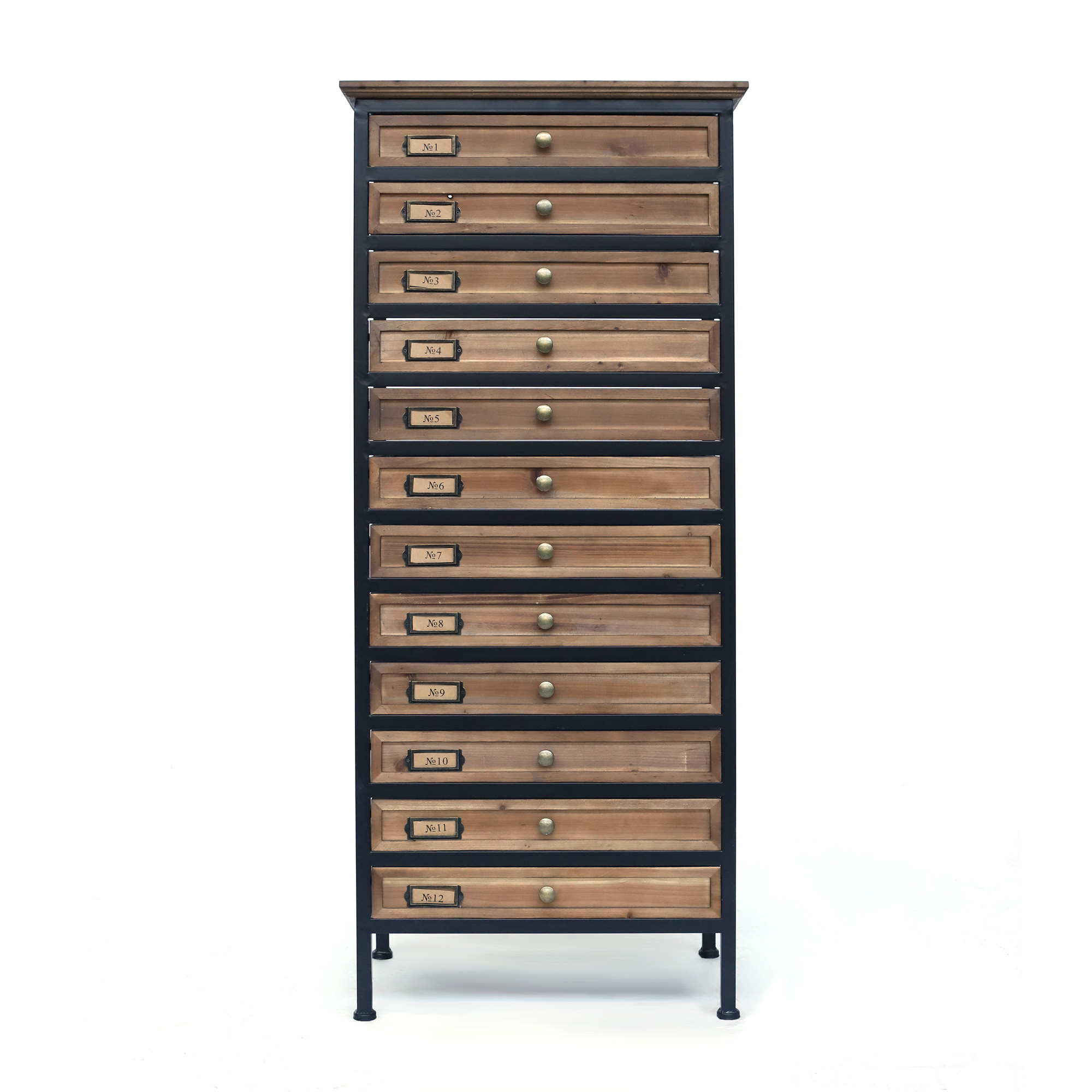 Schubladen-Schrank, Holz und Eisen, H 127,5 cm, B 56 cm, L 36 cm