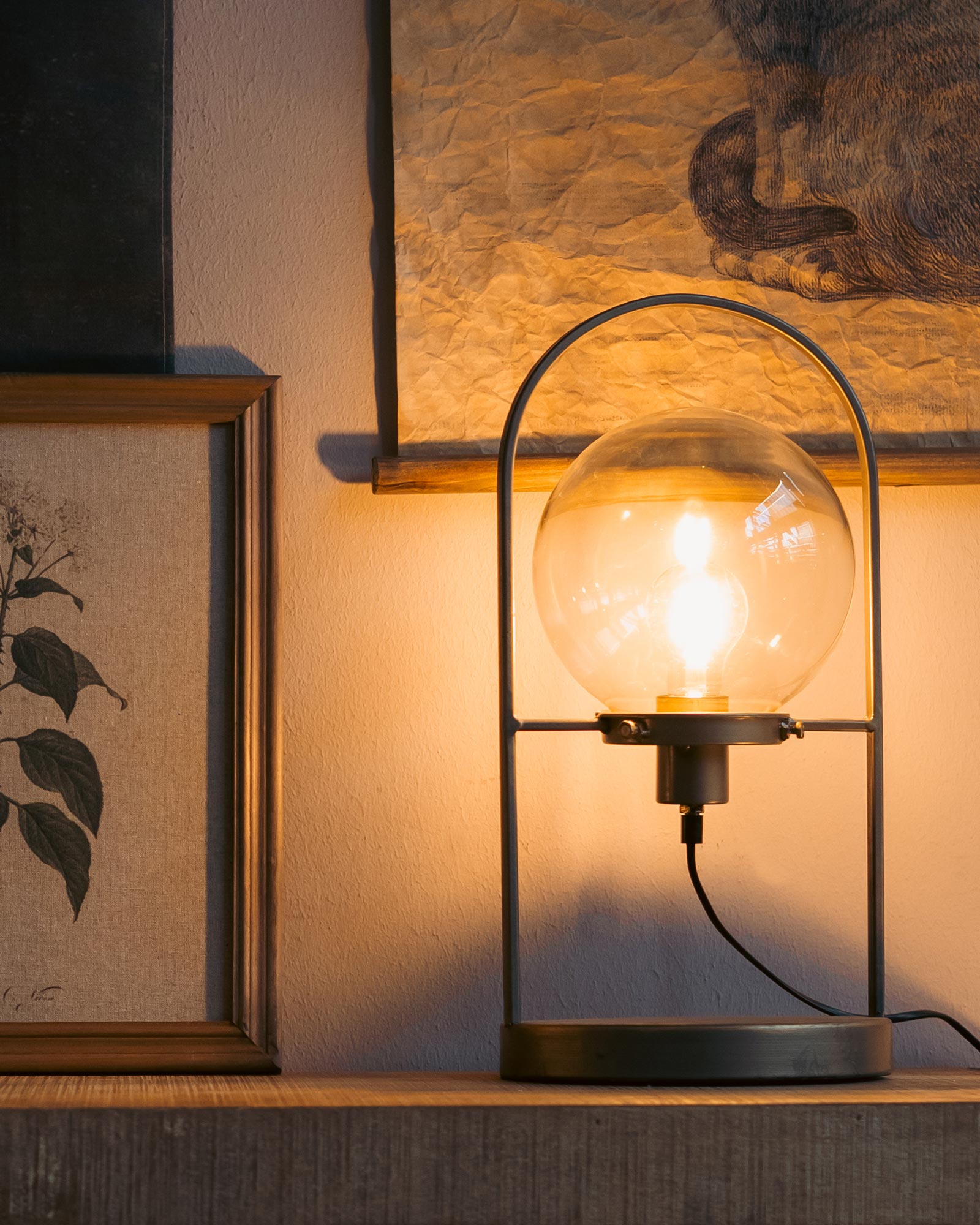 Tischleuchte 'Bulb', aus Metall und Glas, Ø 23 cm, H 46 cm
