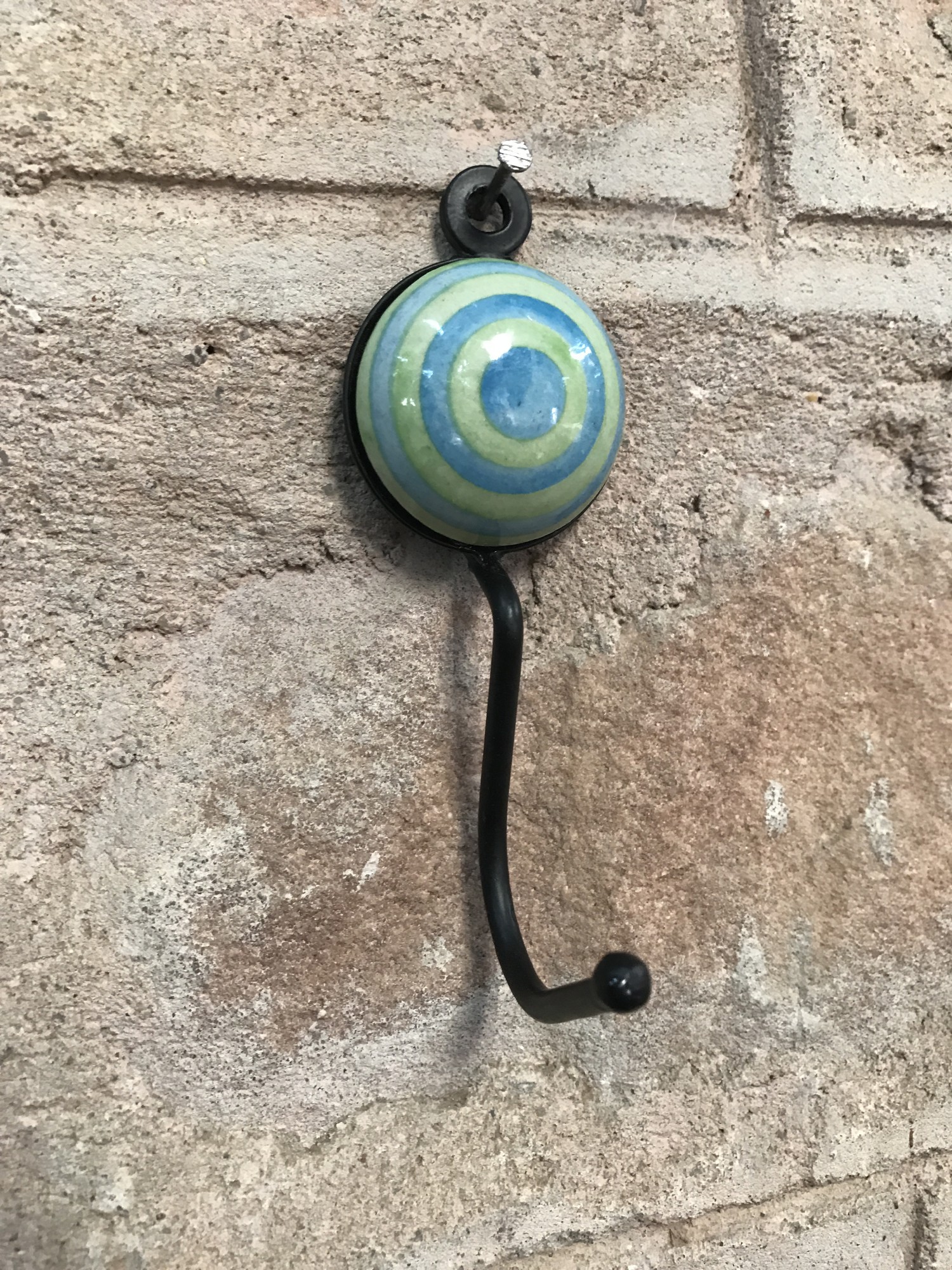 Wandhaken 1fach, blau/grün, L 4,5 cm, B 4,5 cm, H 15 cm