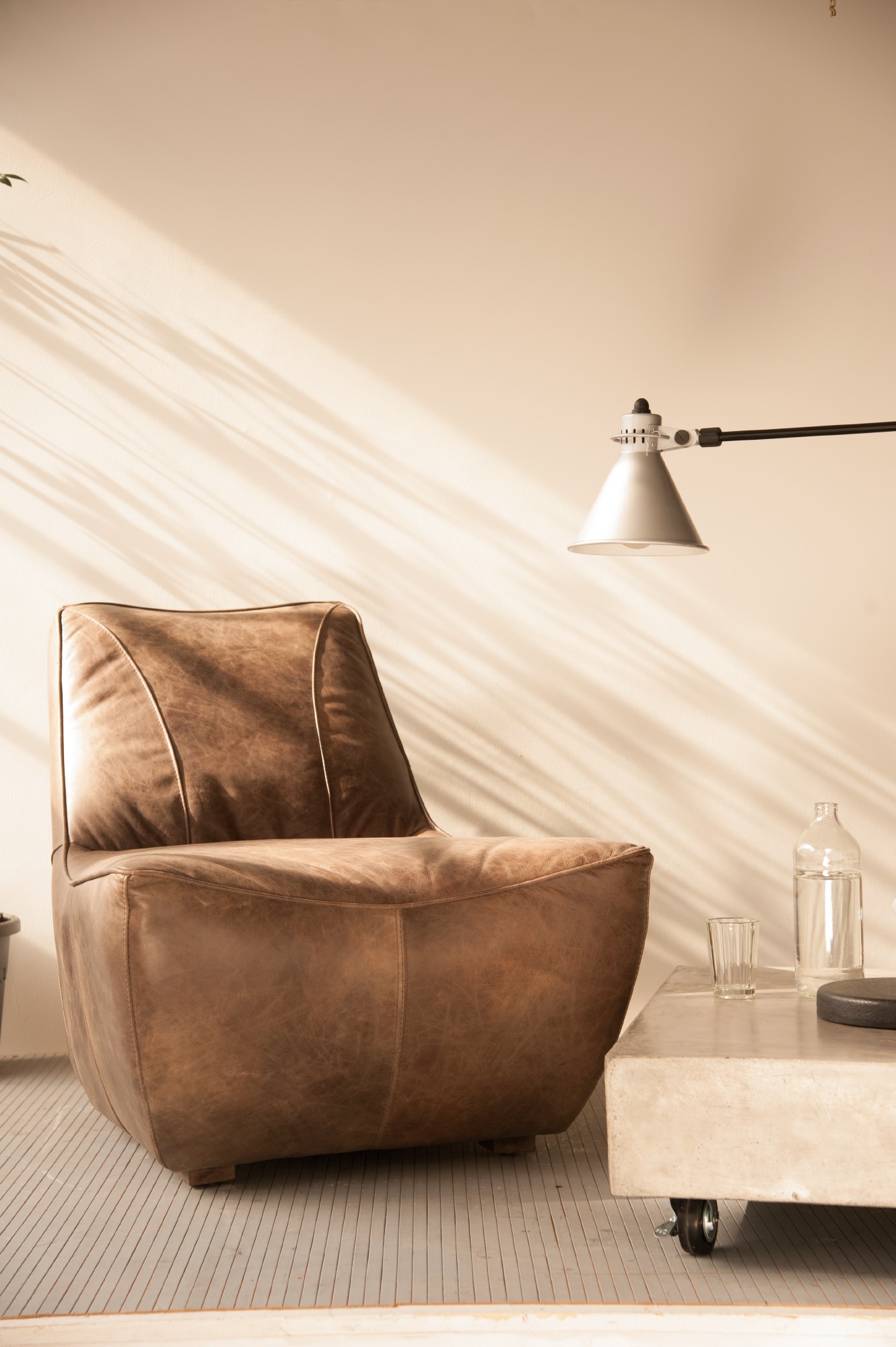 Ledersessel 'Callazzo' hellbraun, L 110 cm, B 71 cm, H 77 cm