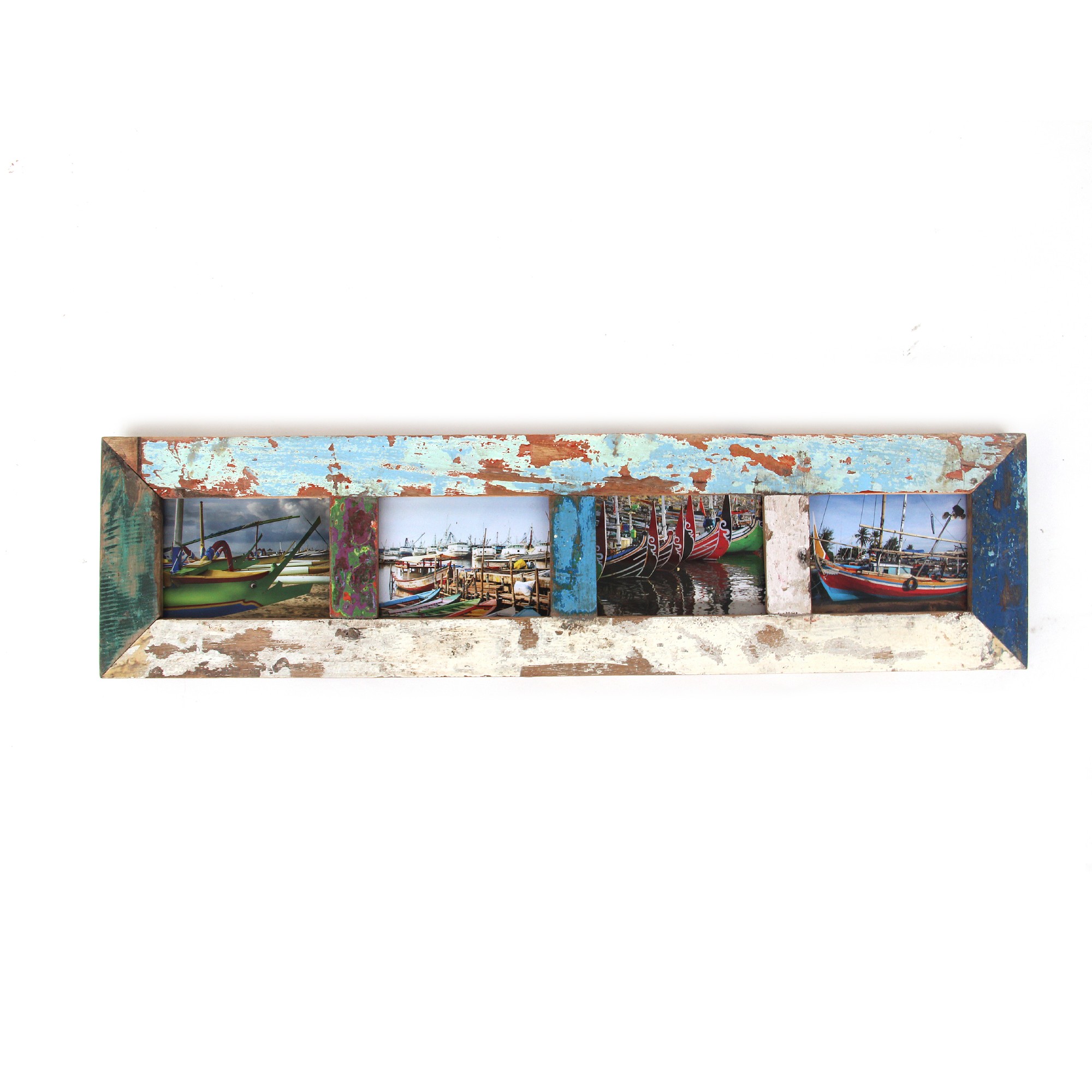Fotorahmen aus Bootsholz, multicolor, T 3 cm, B 80 cm, H 20 cm