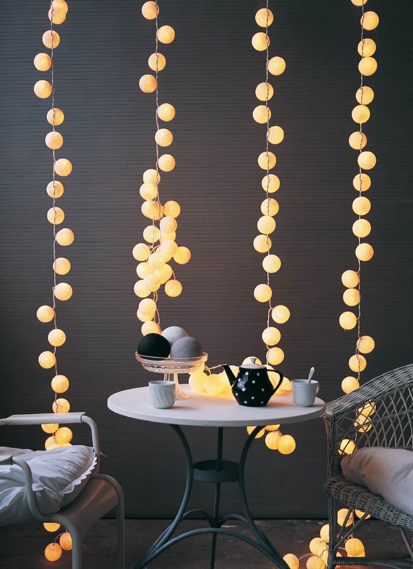 Lichterkette 35 Kugeln, natur, LED, L 470 cm