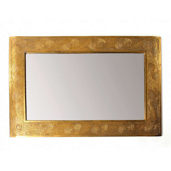 Handgeschnitzter Holzspiegel 'Timor Style', gold, B 90 cm, H 60 cm