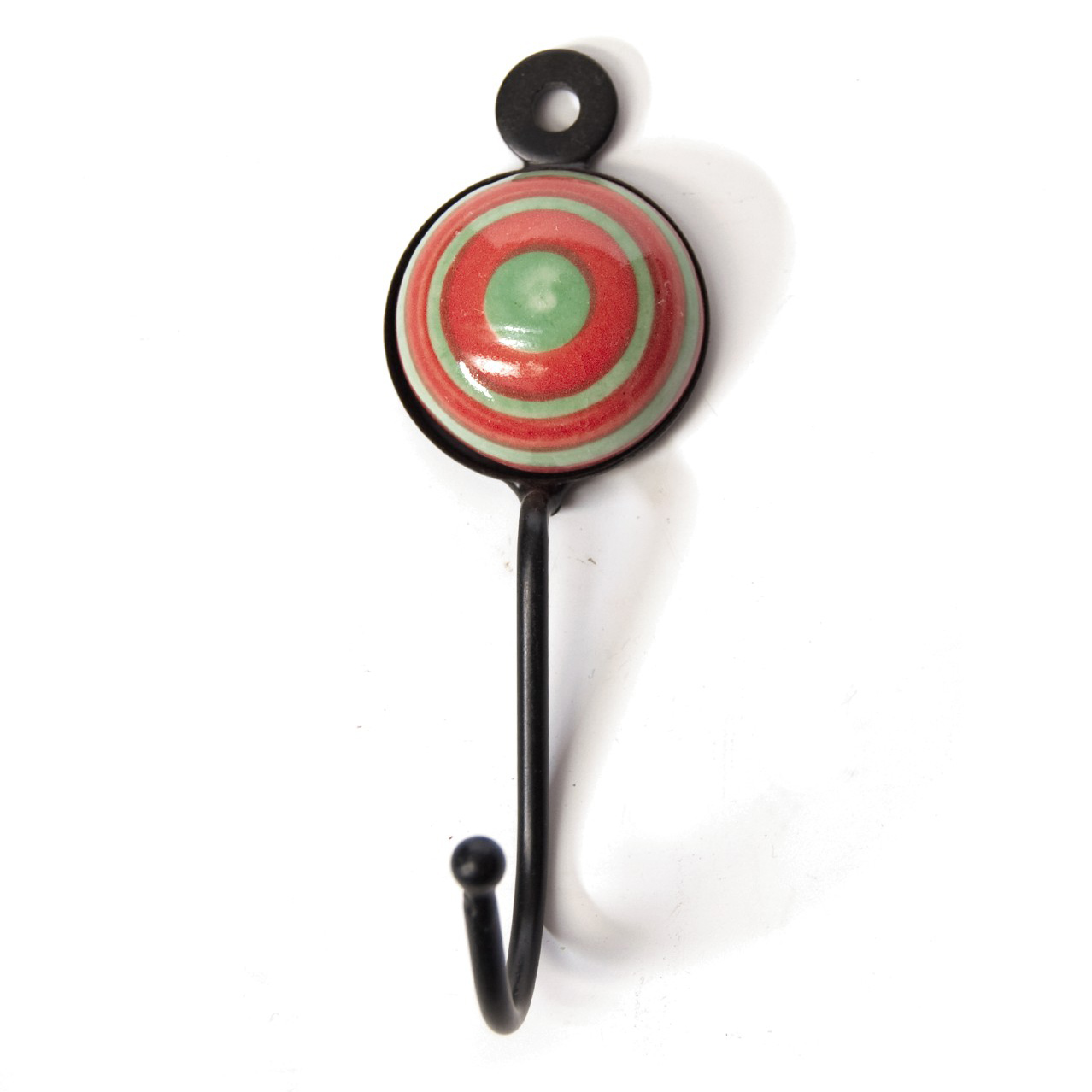 Wandhaken 1fach, rot/grün, L 4,5 cm, B 4,5 cm, H 15 cm