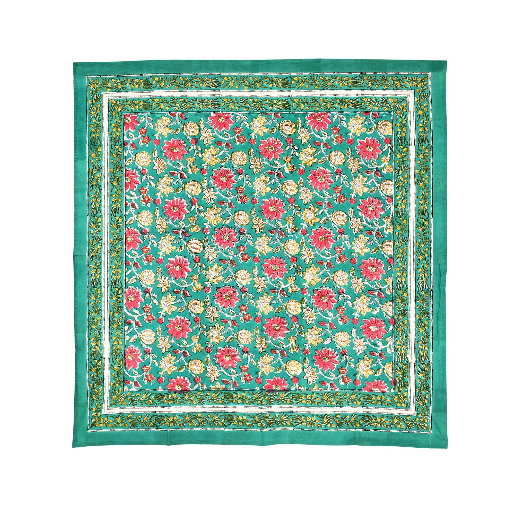 Tischdecke mit Blumenmuster, grün, multicolor, T 100 cm, B 100 cm