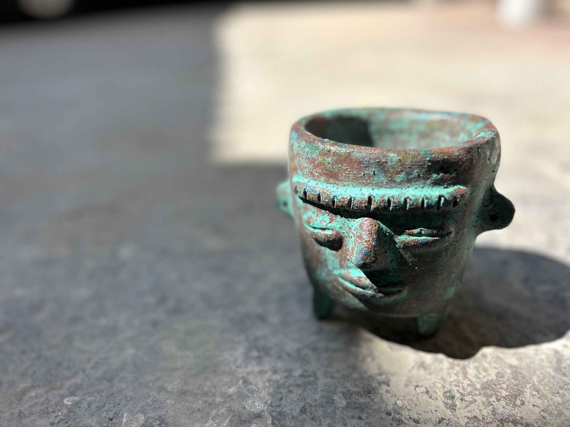 Pflanztopf 'Face', aus Terrakotta, B 12 cm, T 12 cm, H 12 cm