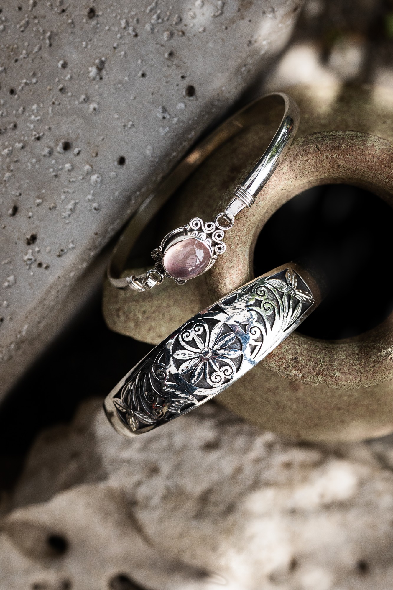 Armreif 'Lotus', 925-er Sterlingsilber