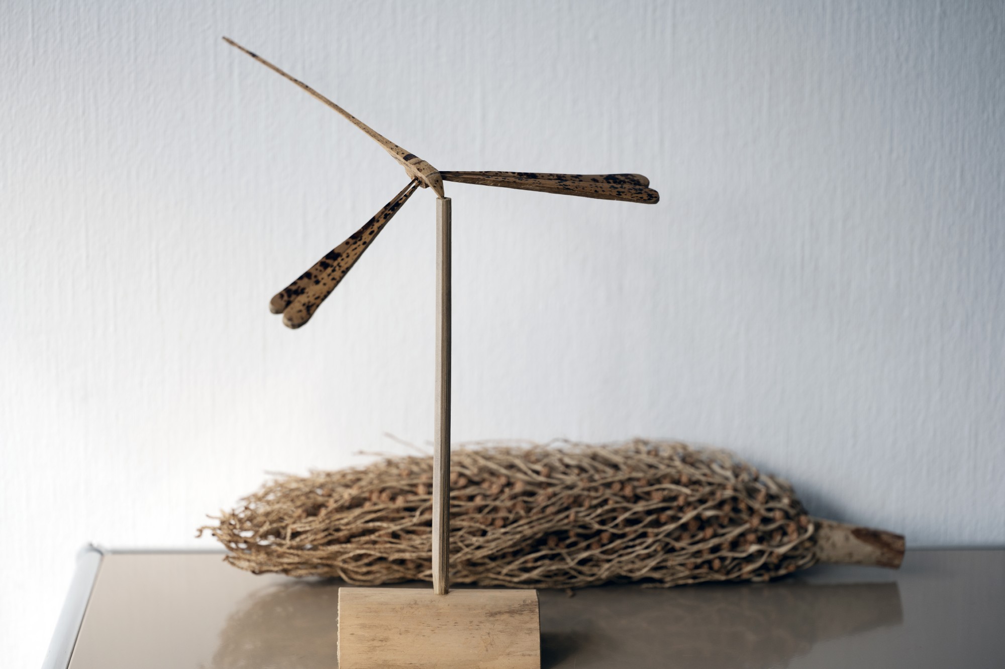 Halter für 1 Bambuslibelle, natur, T 7 cm, B 12 cm, H 25 cm